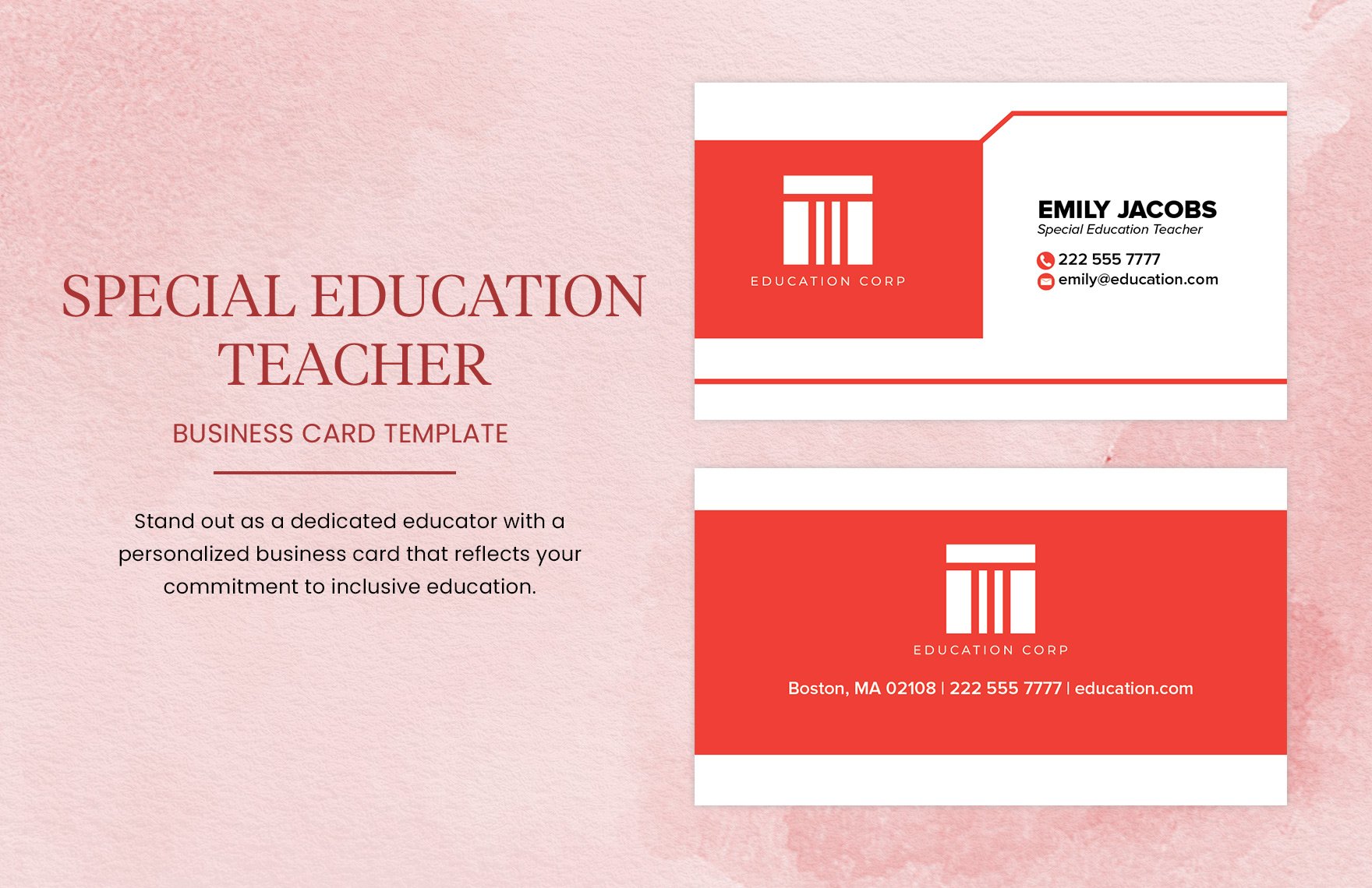Special Education Teacher Business Card Template