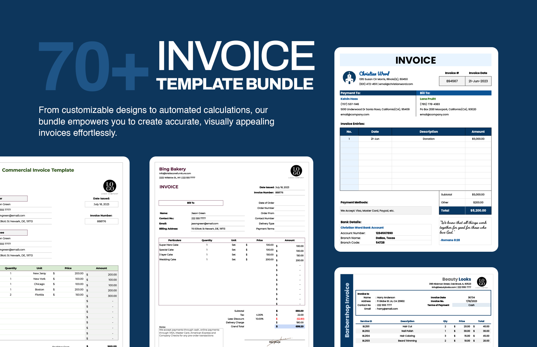 70+ Ultimate Invoice Template Bundle