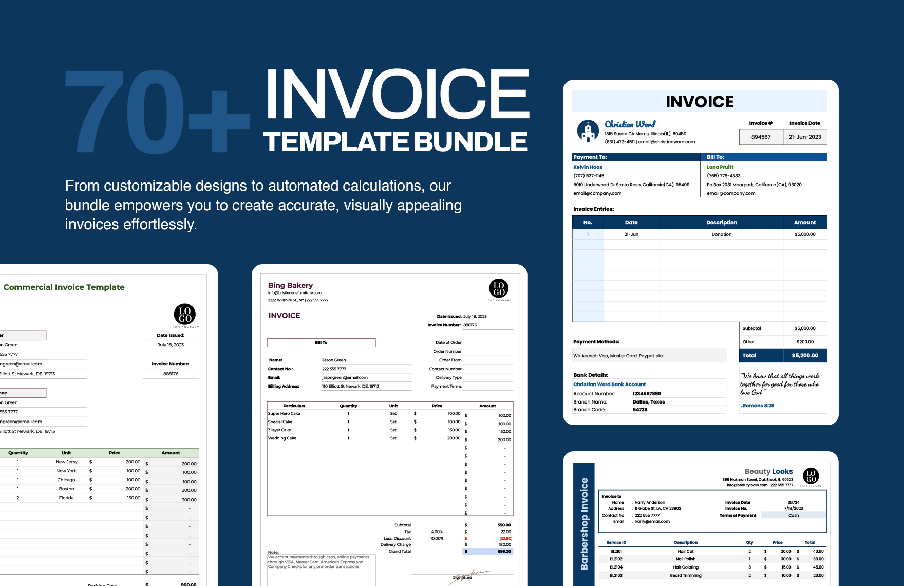 70+ Ultimate Invoice Template Bundle in Excel, Google Sheets