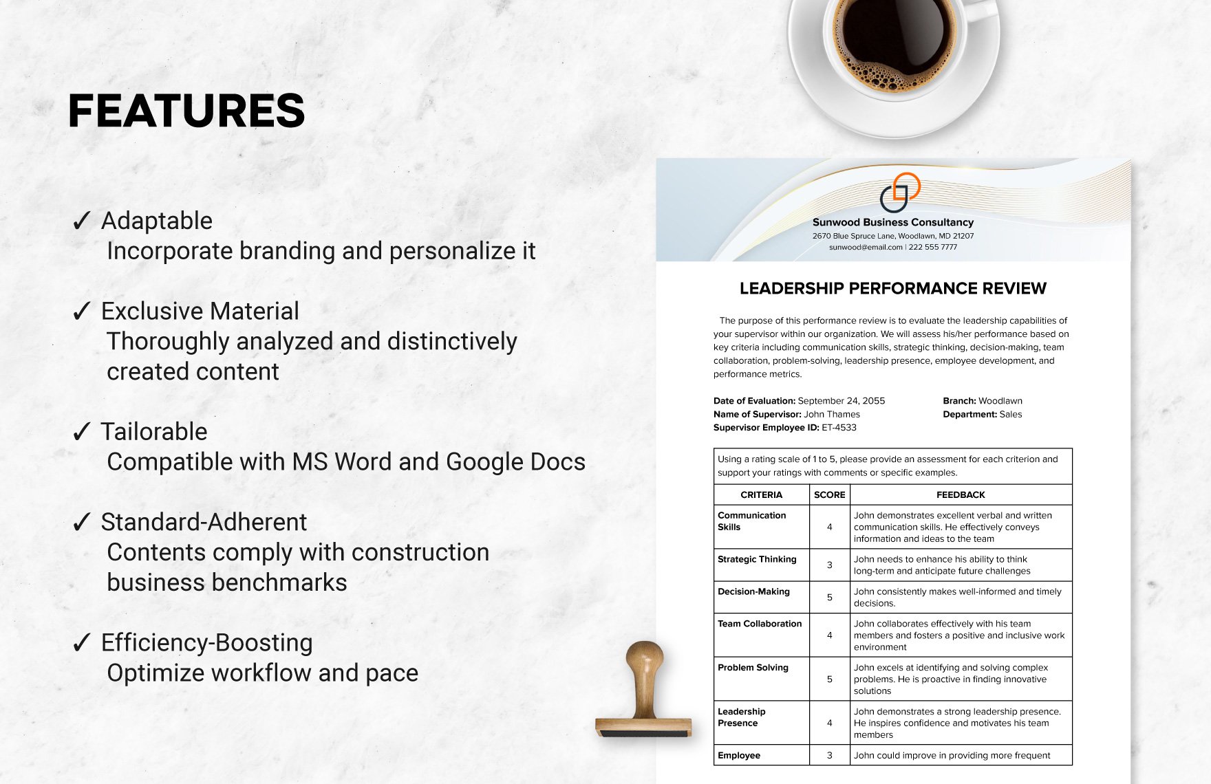 Leadership Performance Review Example  Template