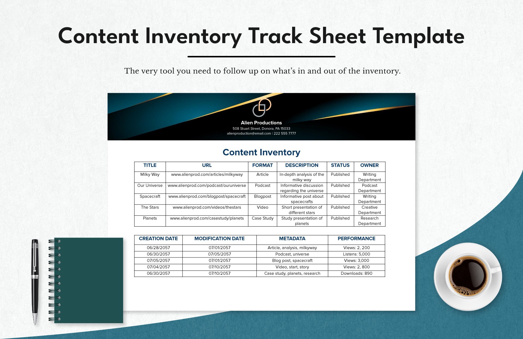 Content Inventory Track Sheet Template