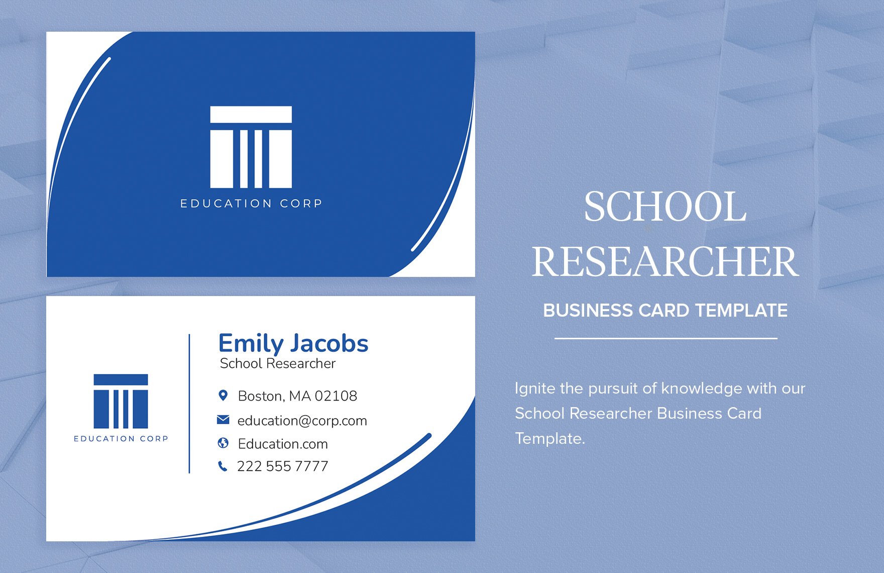 School Researcher Business Card Template