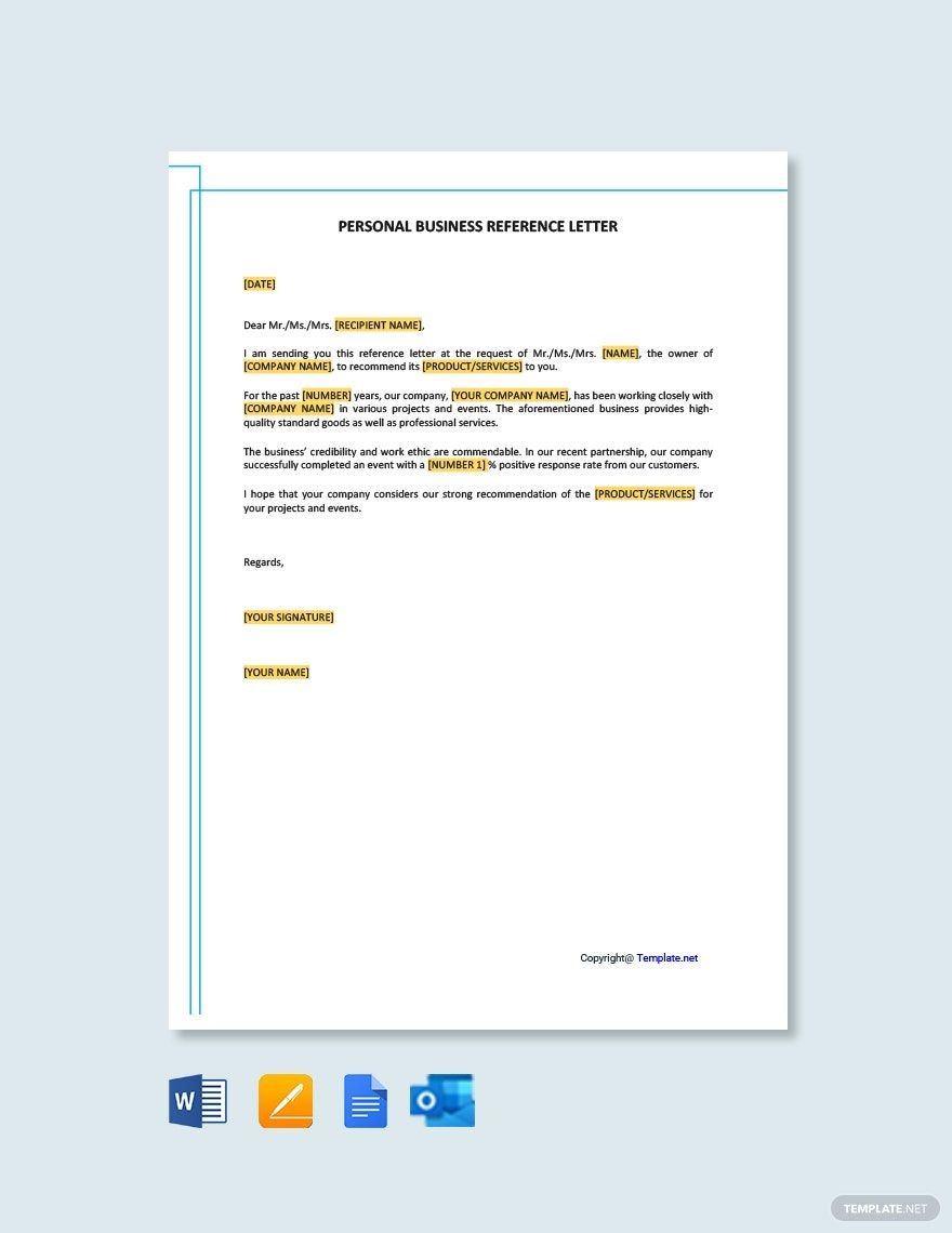 Personal Business Reference Letter