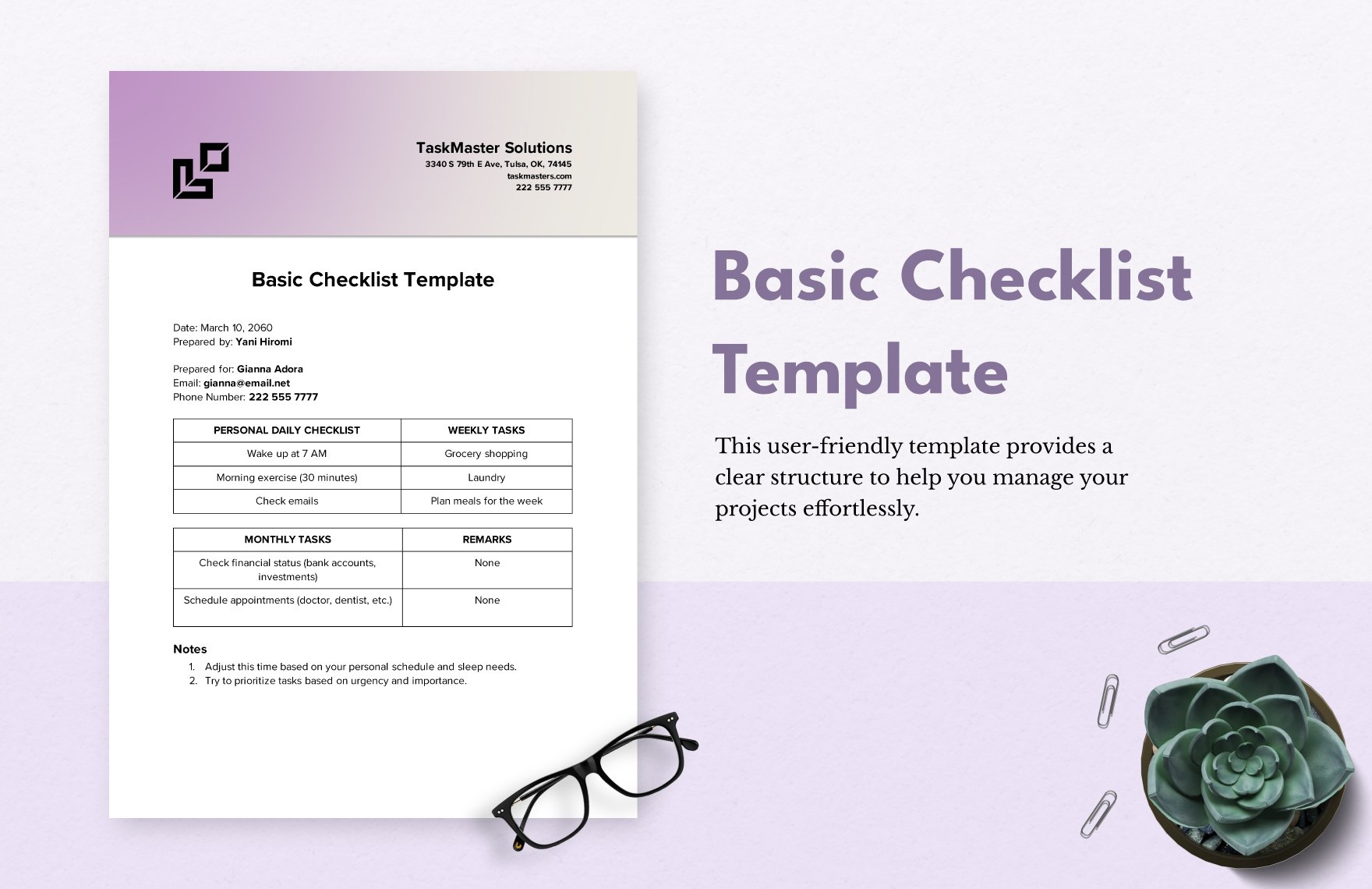 Basic Checklist Template