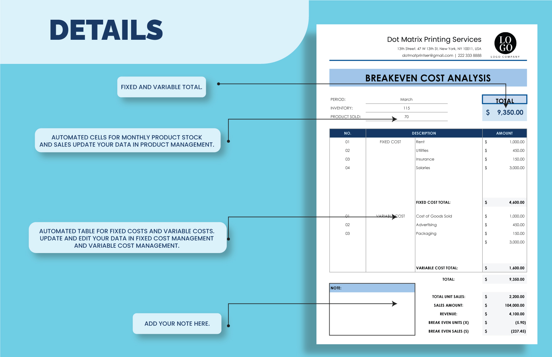 Breakeven Cost Analysis Template