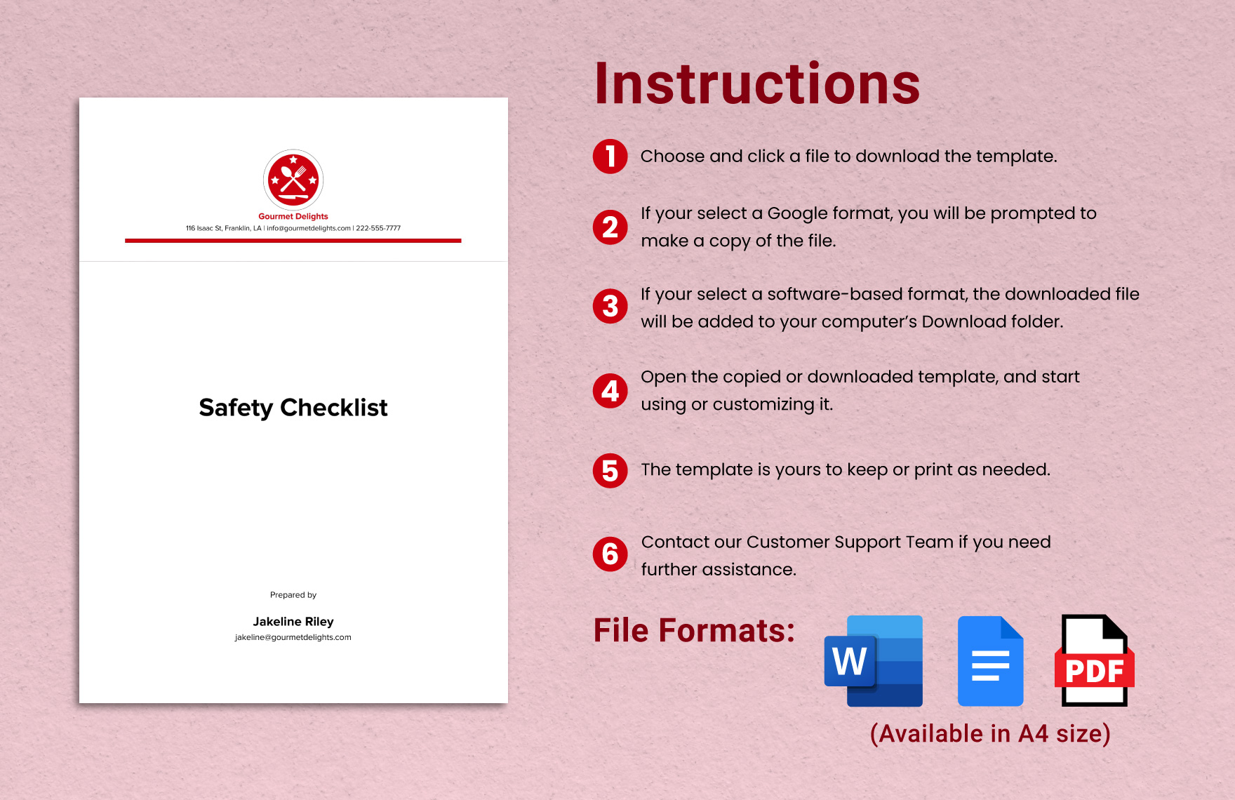 Restaurant Safety Checklist Template