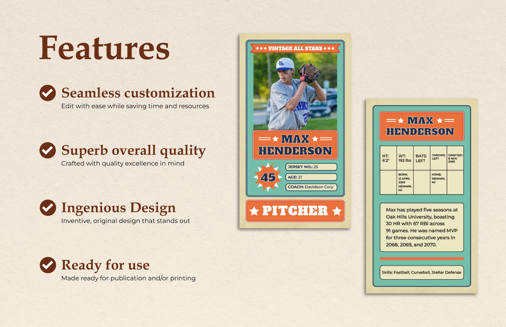 Retro Baseball Card Template