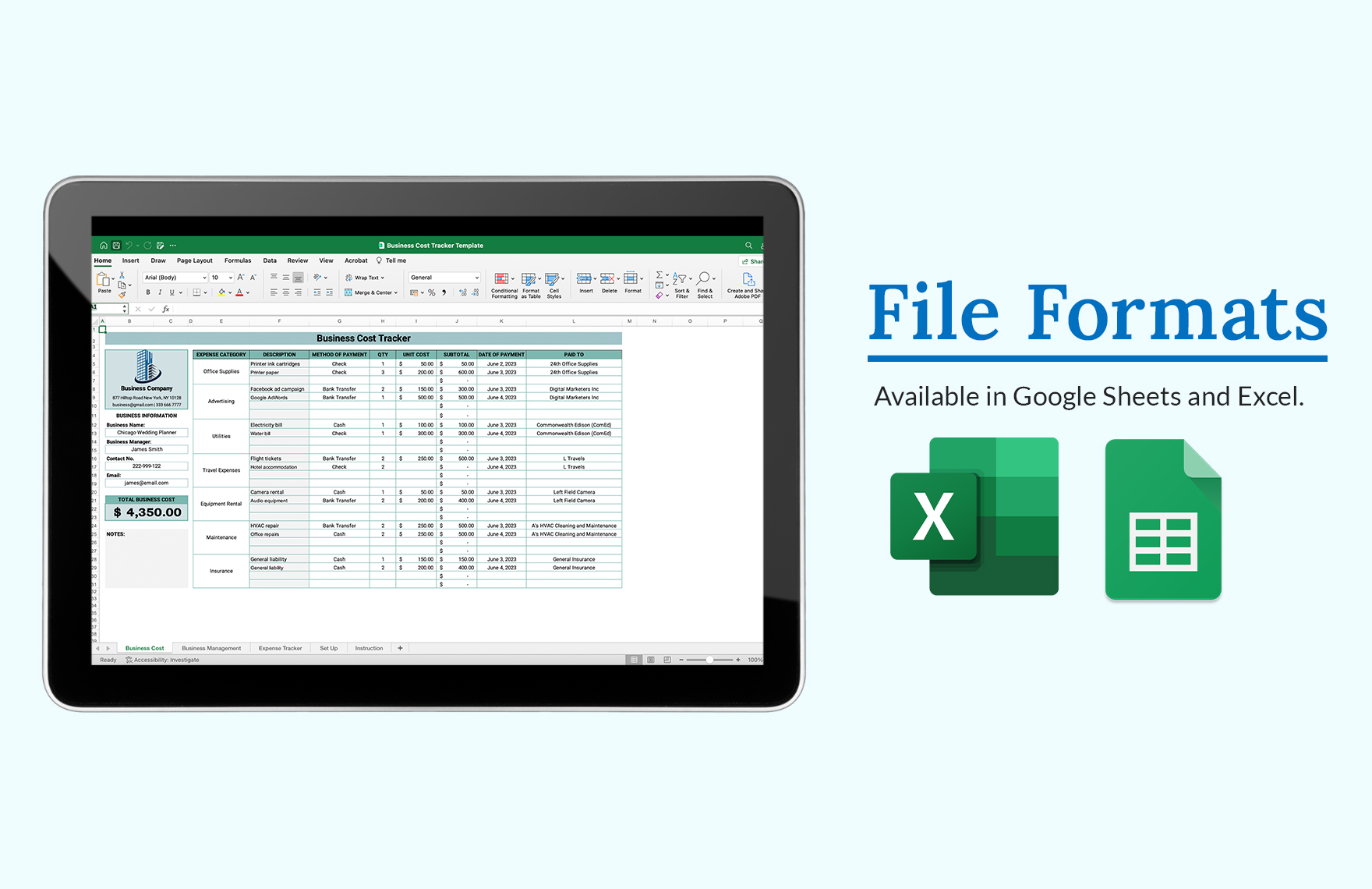 Business Cost Tracker Template