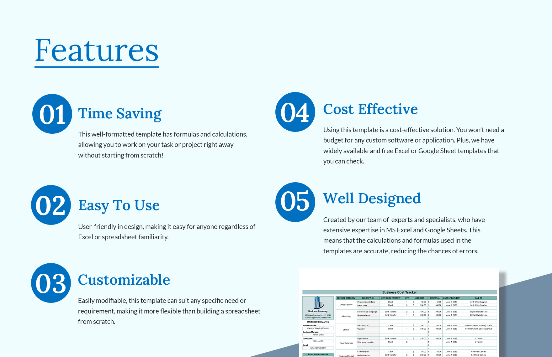 Business Cost Tracker Template