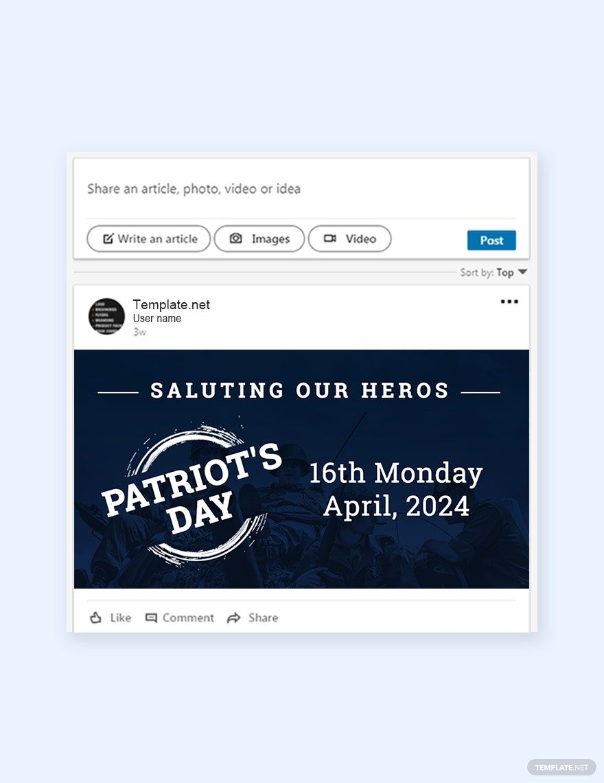 Free Patriot's Day LinkedIn Post Template