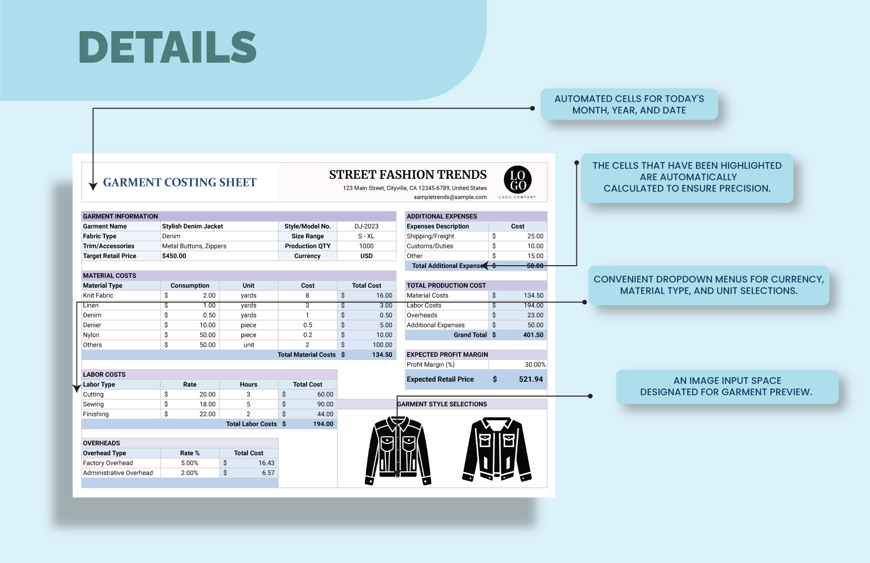 Garment Costing Sheet Template In Excel Google Sheets Download Garment Costing Sheet Template In Excel Google Sheets Download