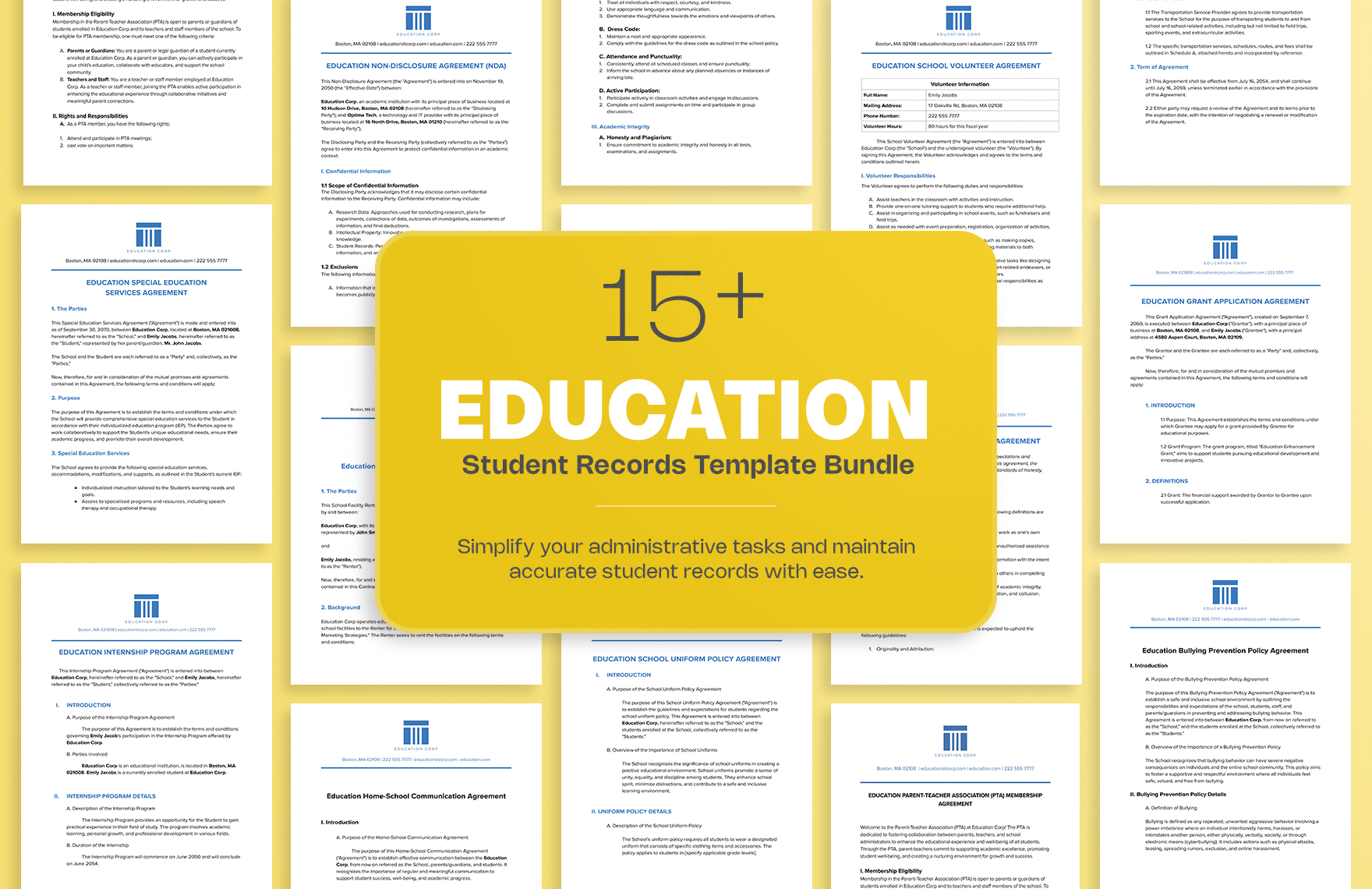 15+ Education Student Records Template Bundle