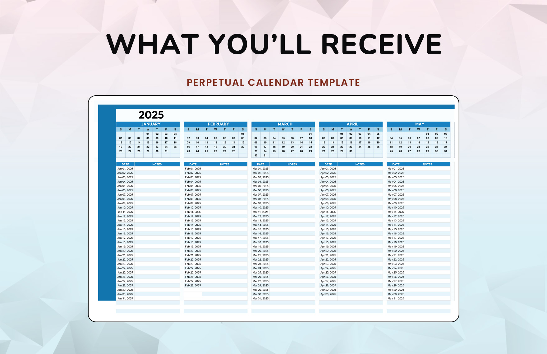 Perpetual Calendar Template