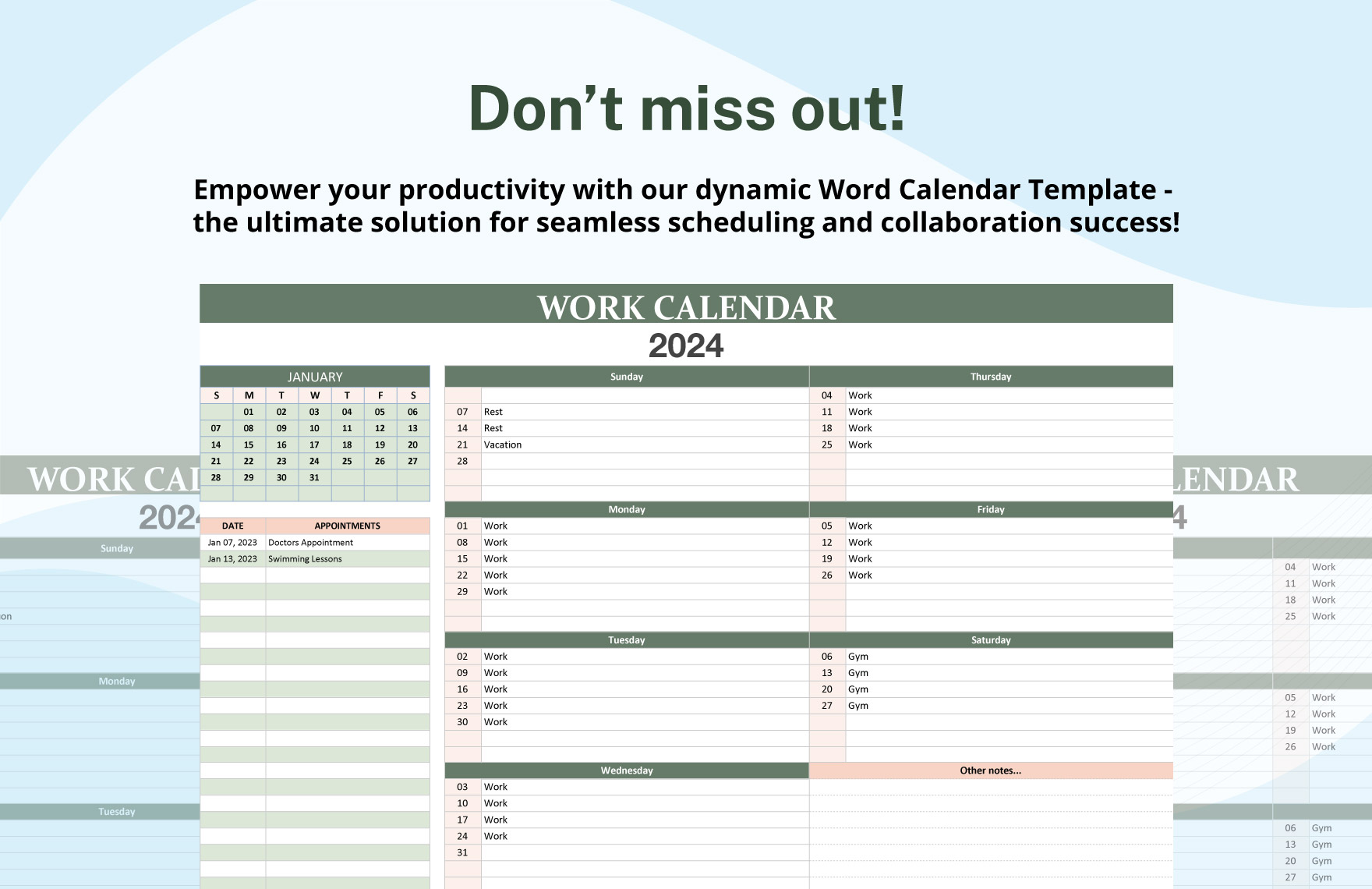 Word Calendar Template