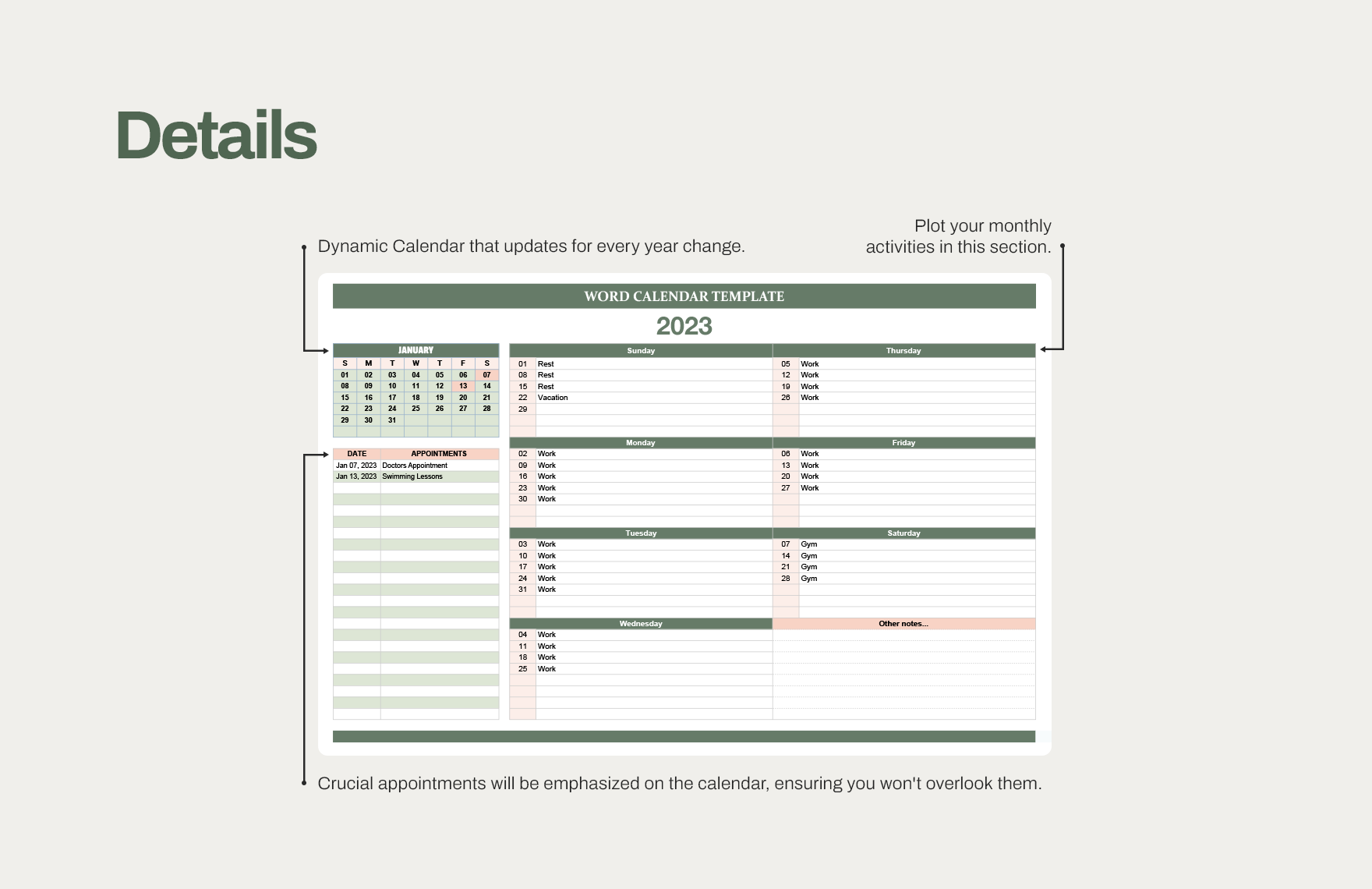 Word Calendar Template Download in Excel, Google Sheets