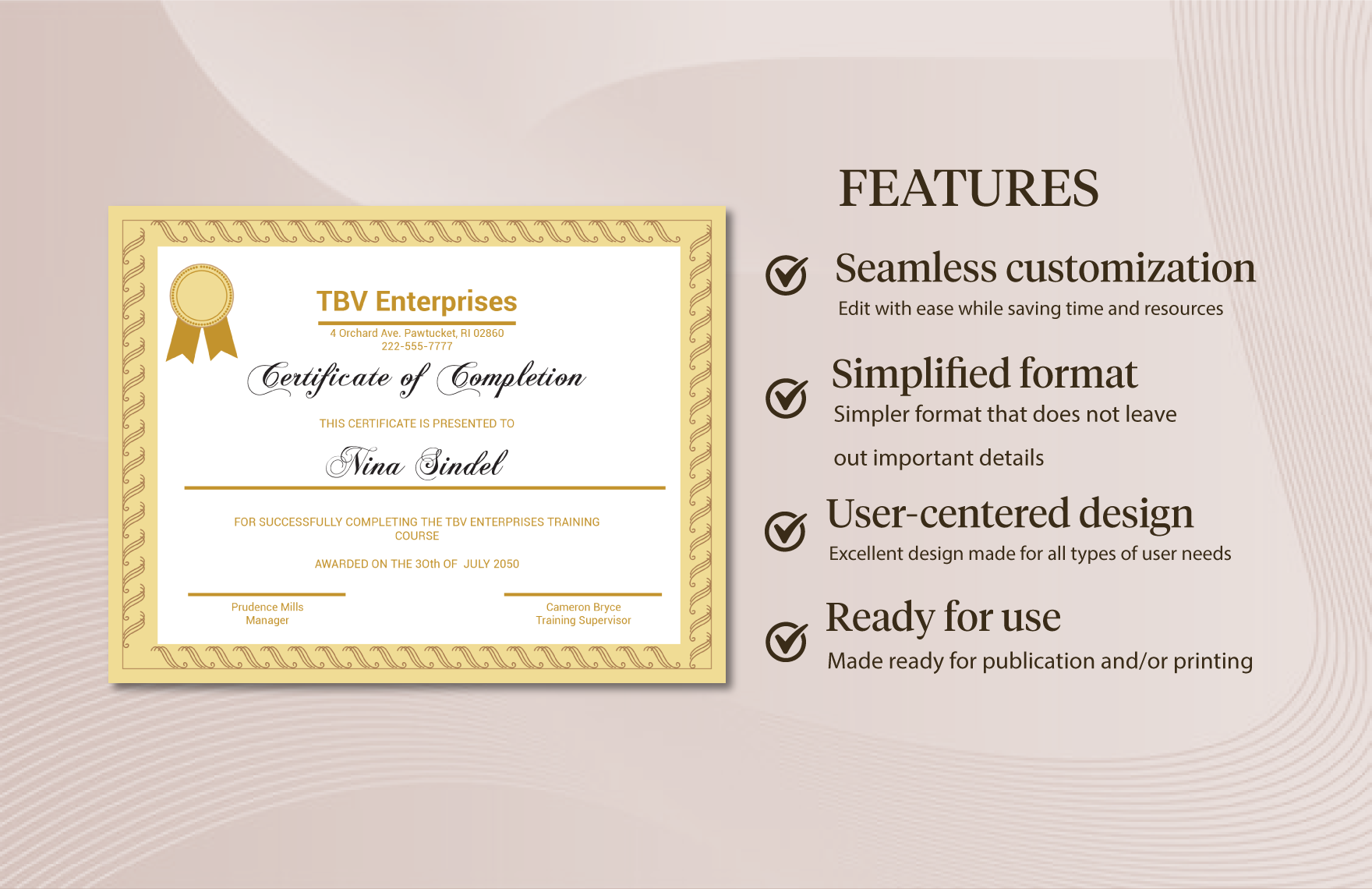 Certificate of Completion Word Template