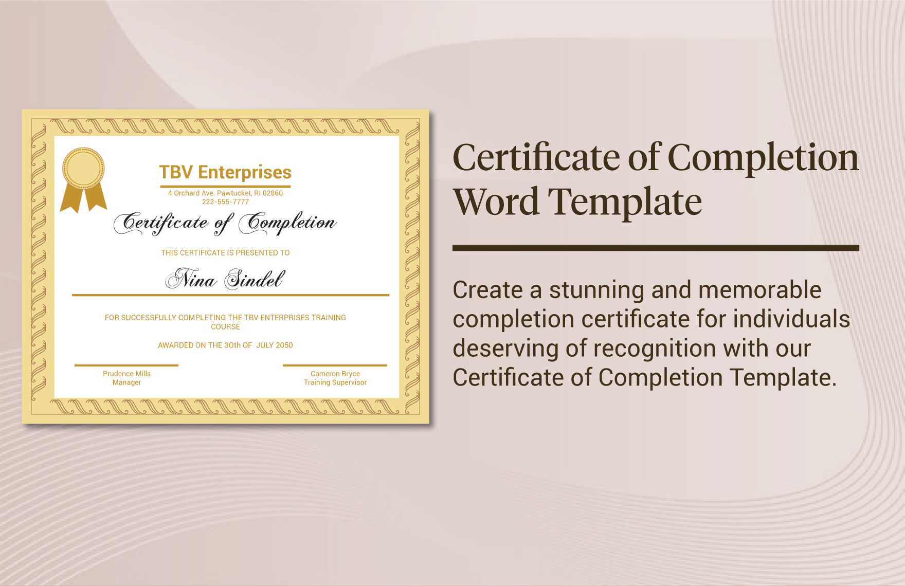 Certificate of Completion Word Template