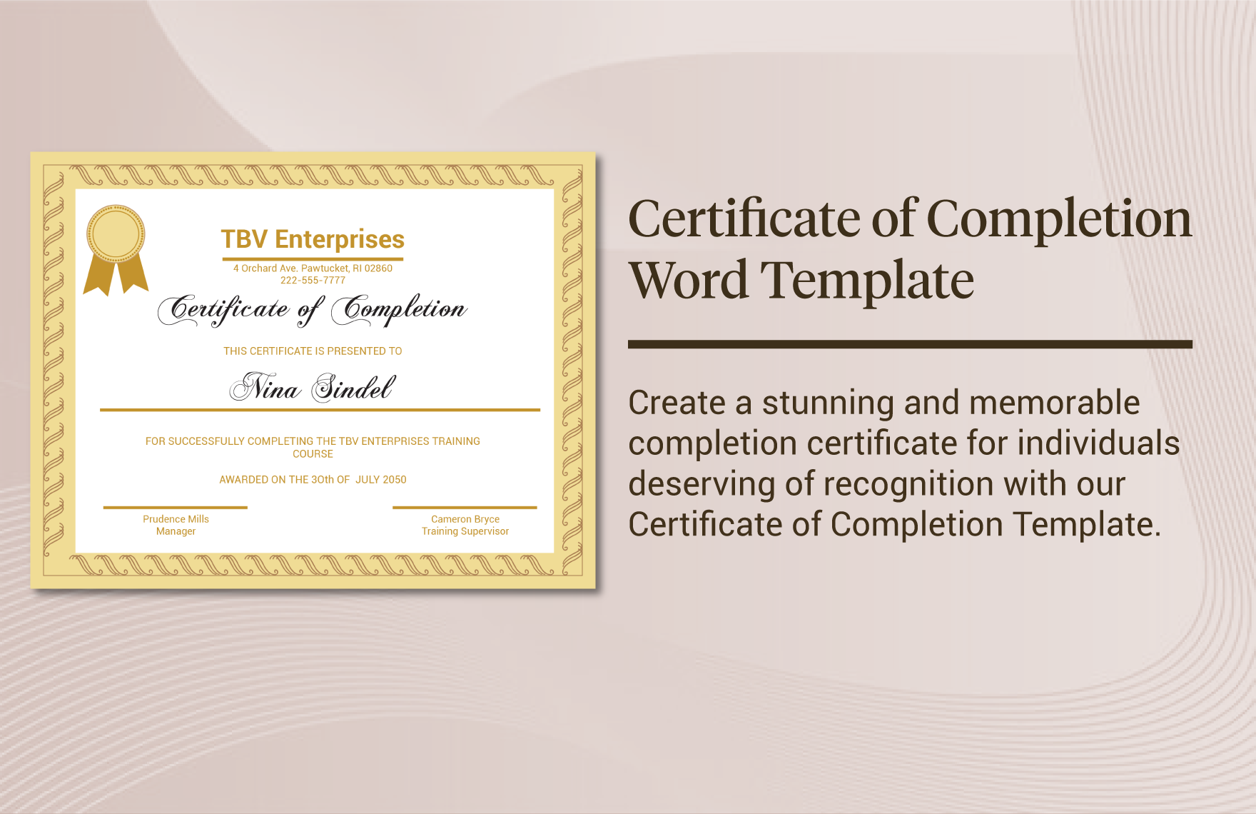 Certificate of Completion Word Template in Illustrator, Word, PSD - Download | Template.net