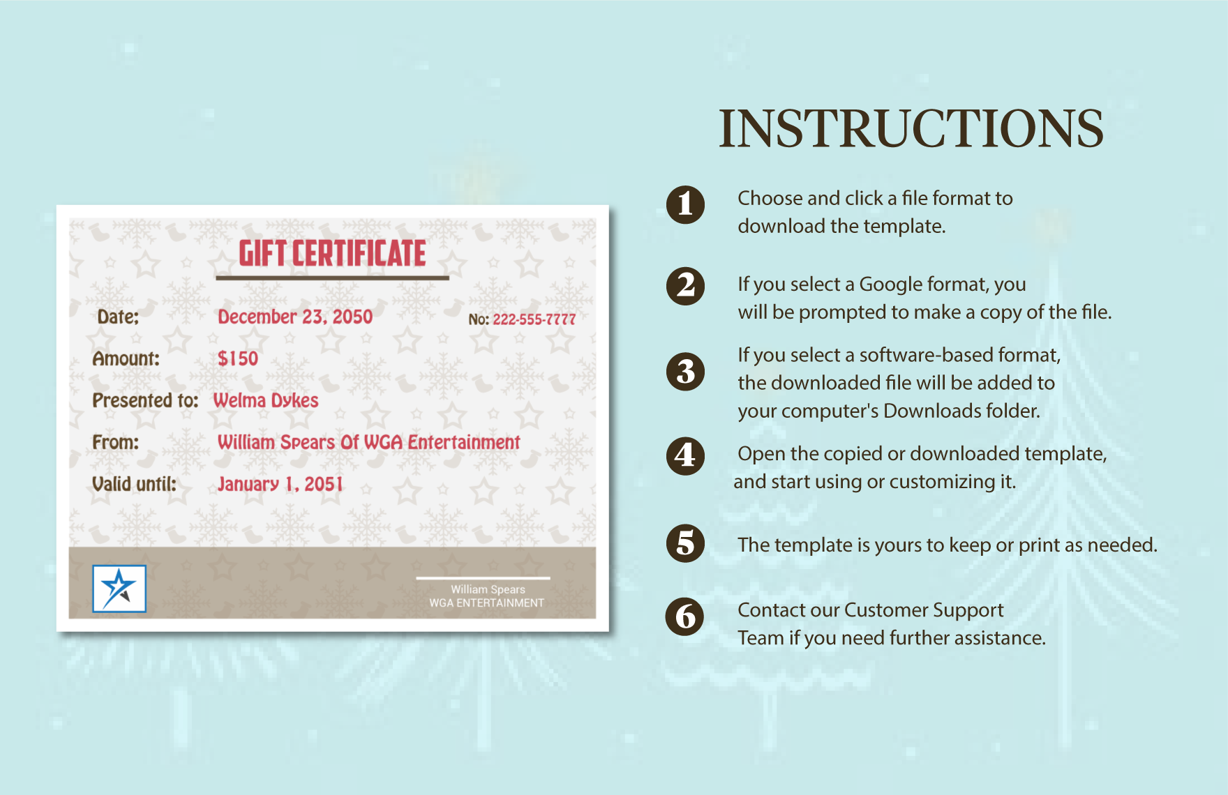 Christmas Gift Certificate Template Word Doc