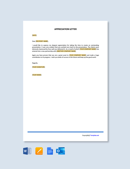 14+ Appreciation Letter Word Templates - Free Downloads | Template.net