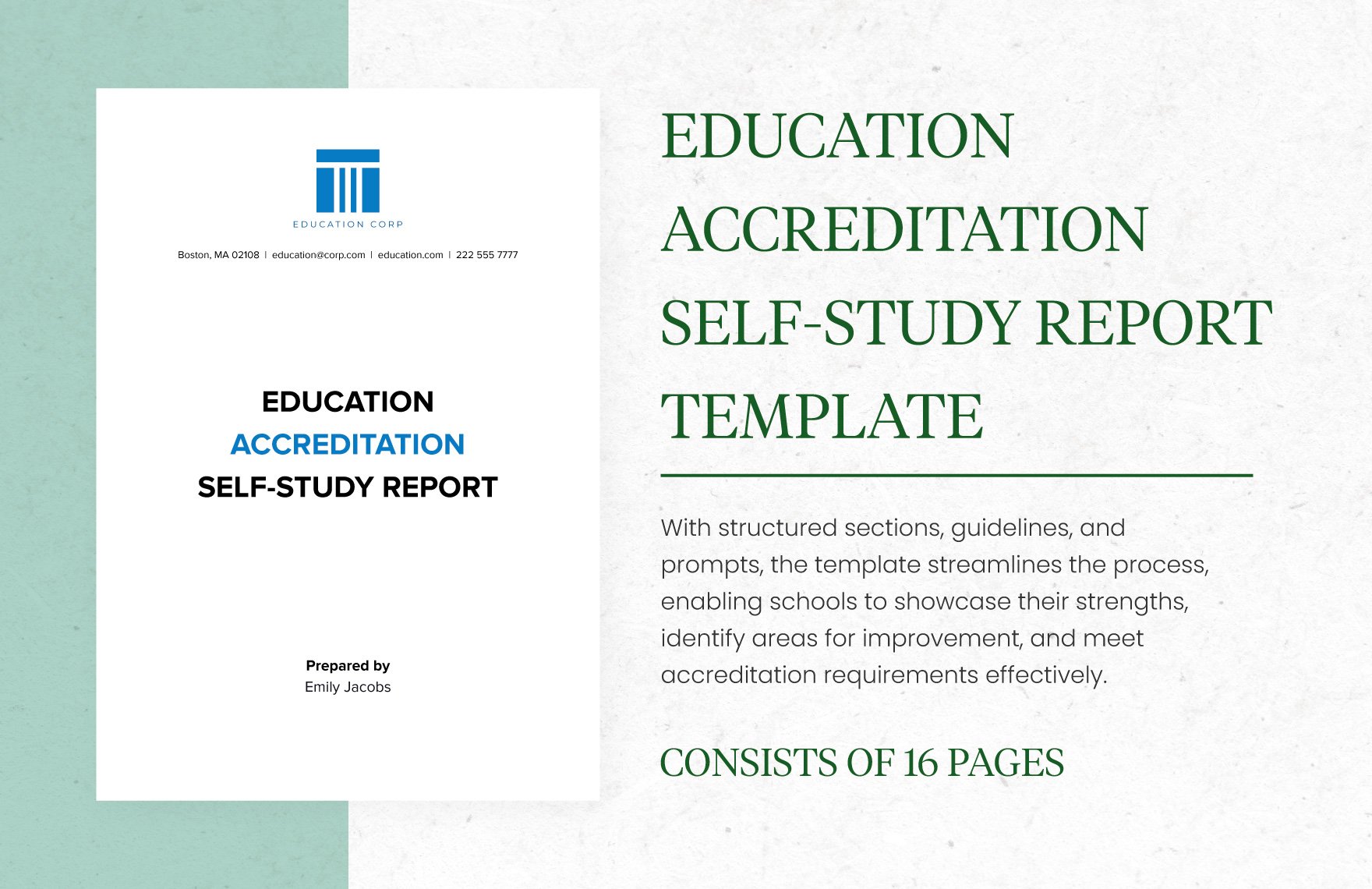 Education Accreditation Self-Study Report Template