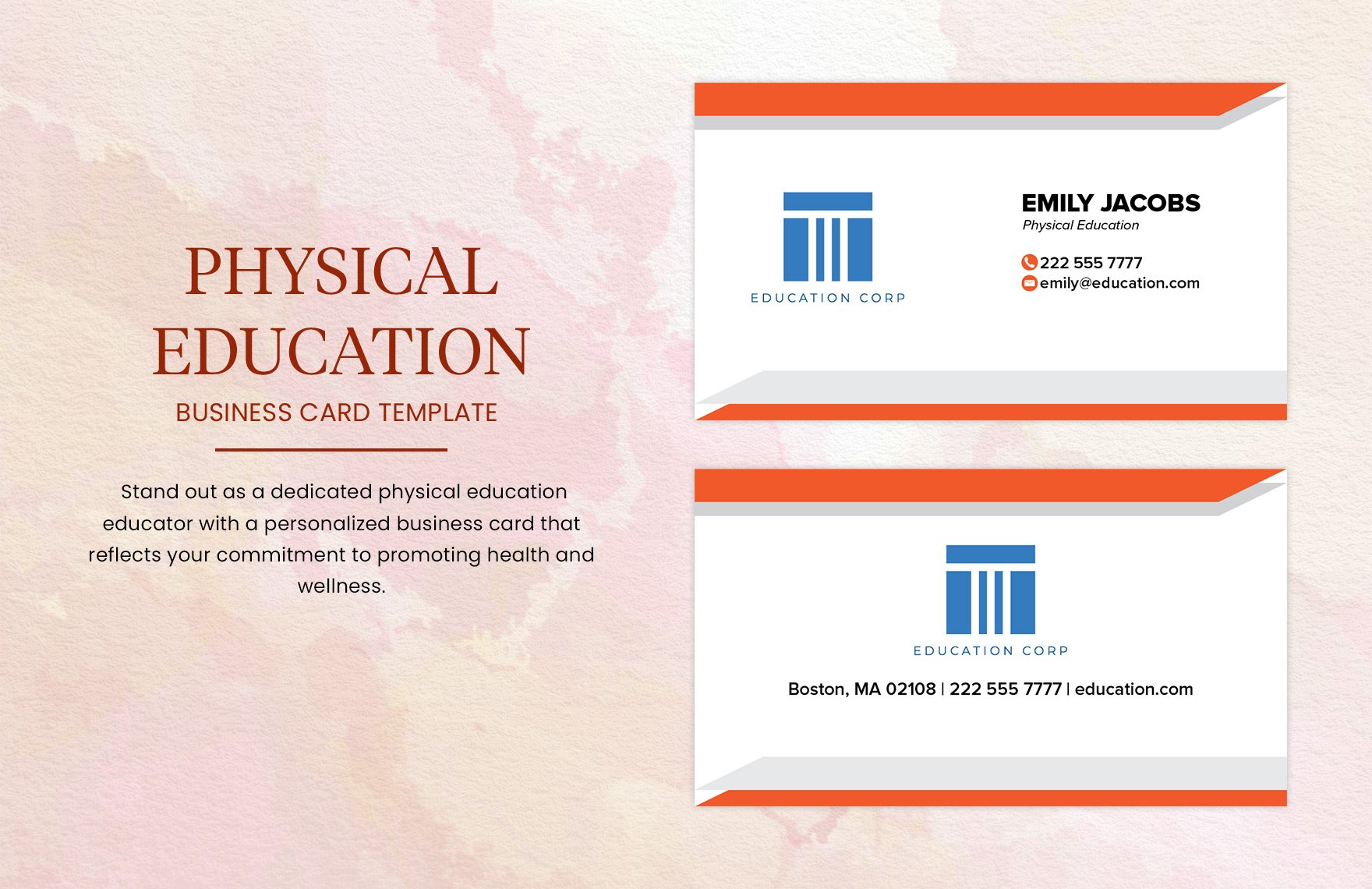Physical Education Teacher Business Card Template