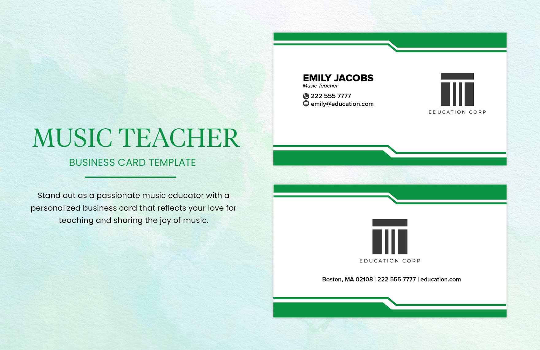 Music Teacher Business Card Template