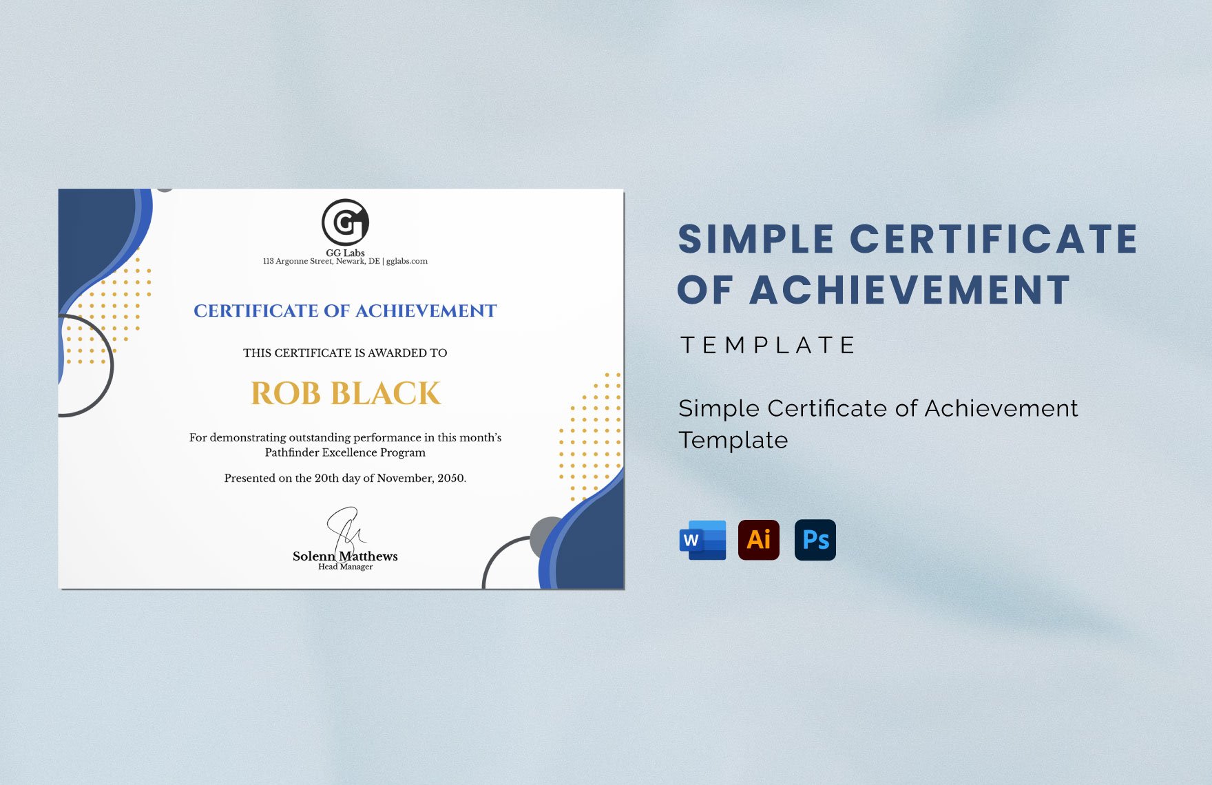 Simple Certificate of Achievement Template