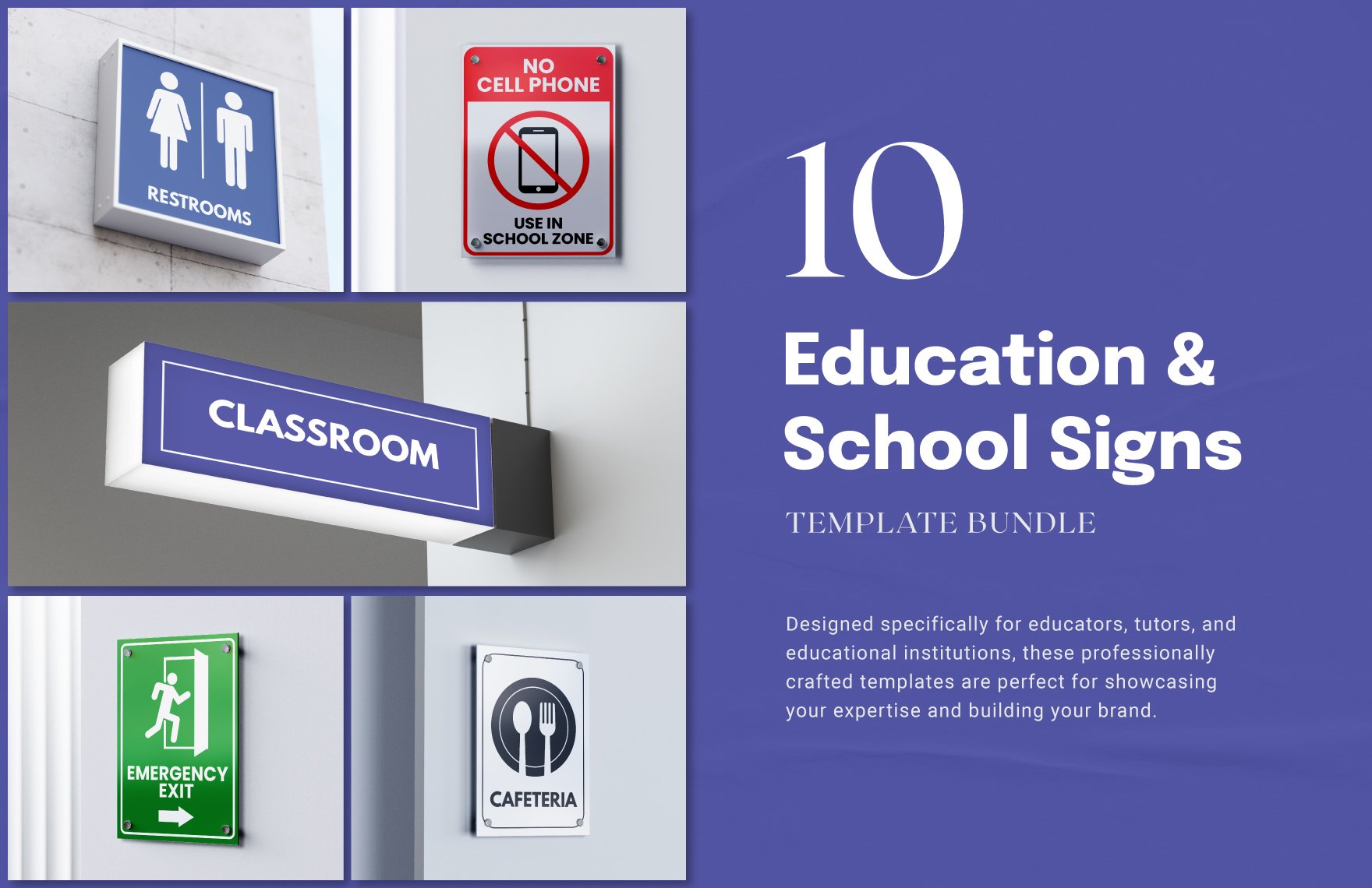10 Education & School Signs Template Bundle