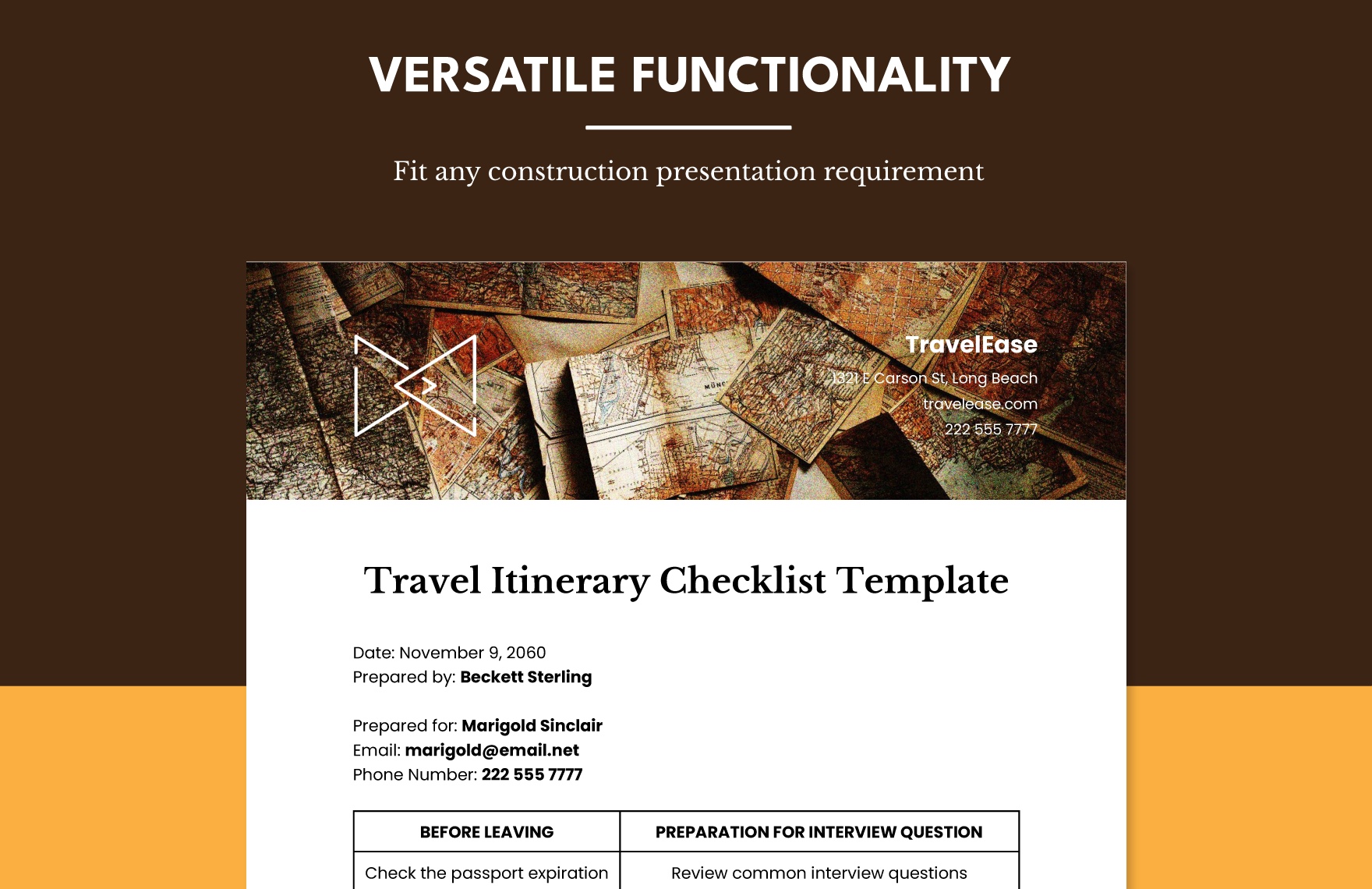 Travel Itinerary Checklist Template