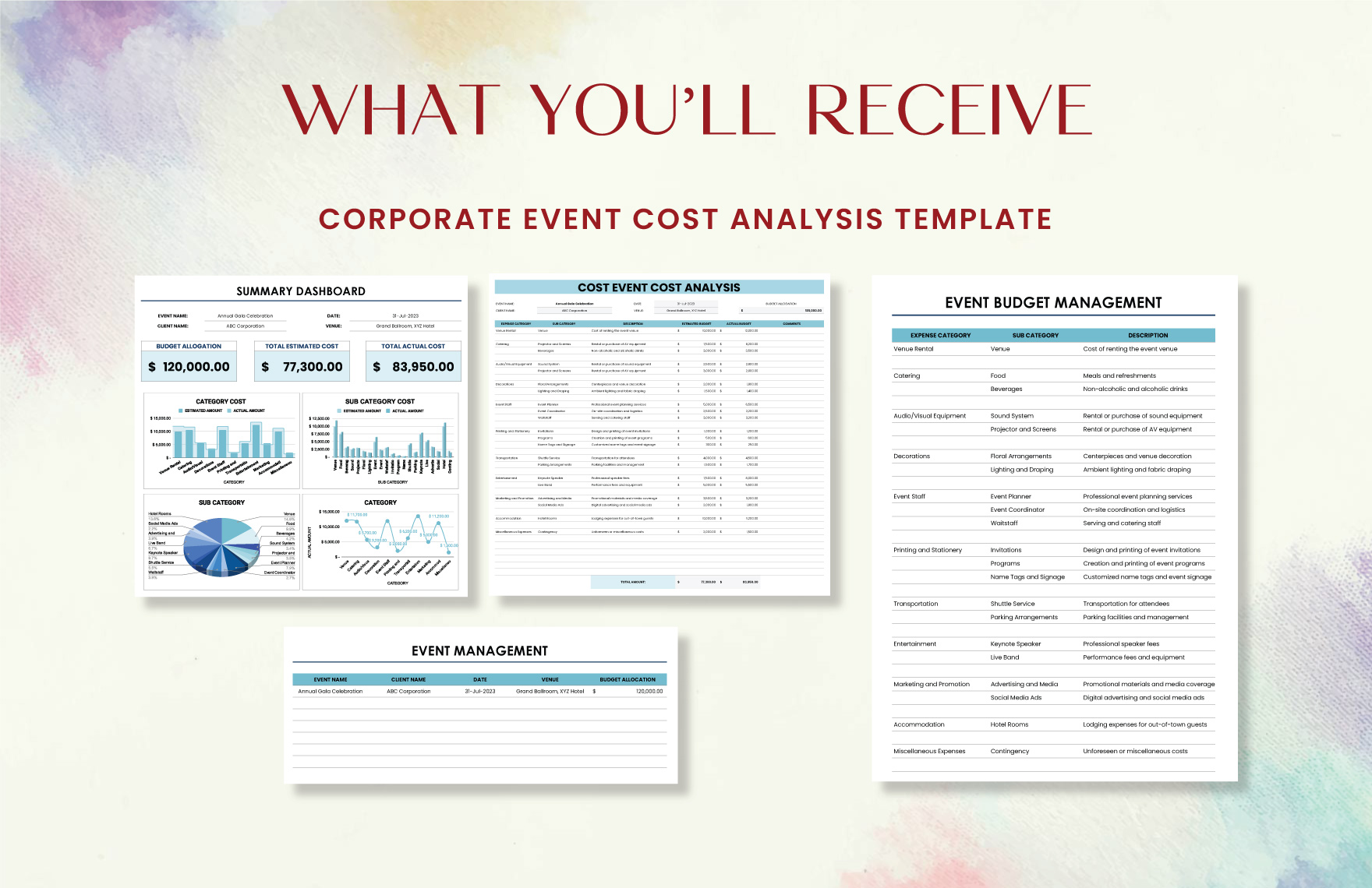 Corporate Event Cost Analysis Template