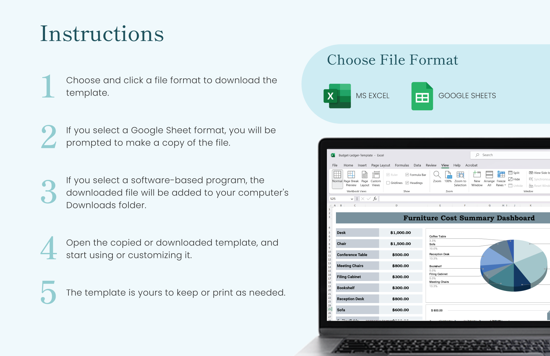 Furniture Cost Template Download in Excel, Google Sheets