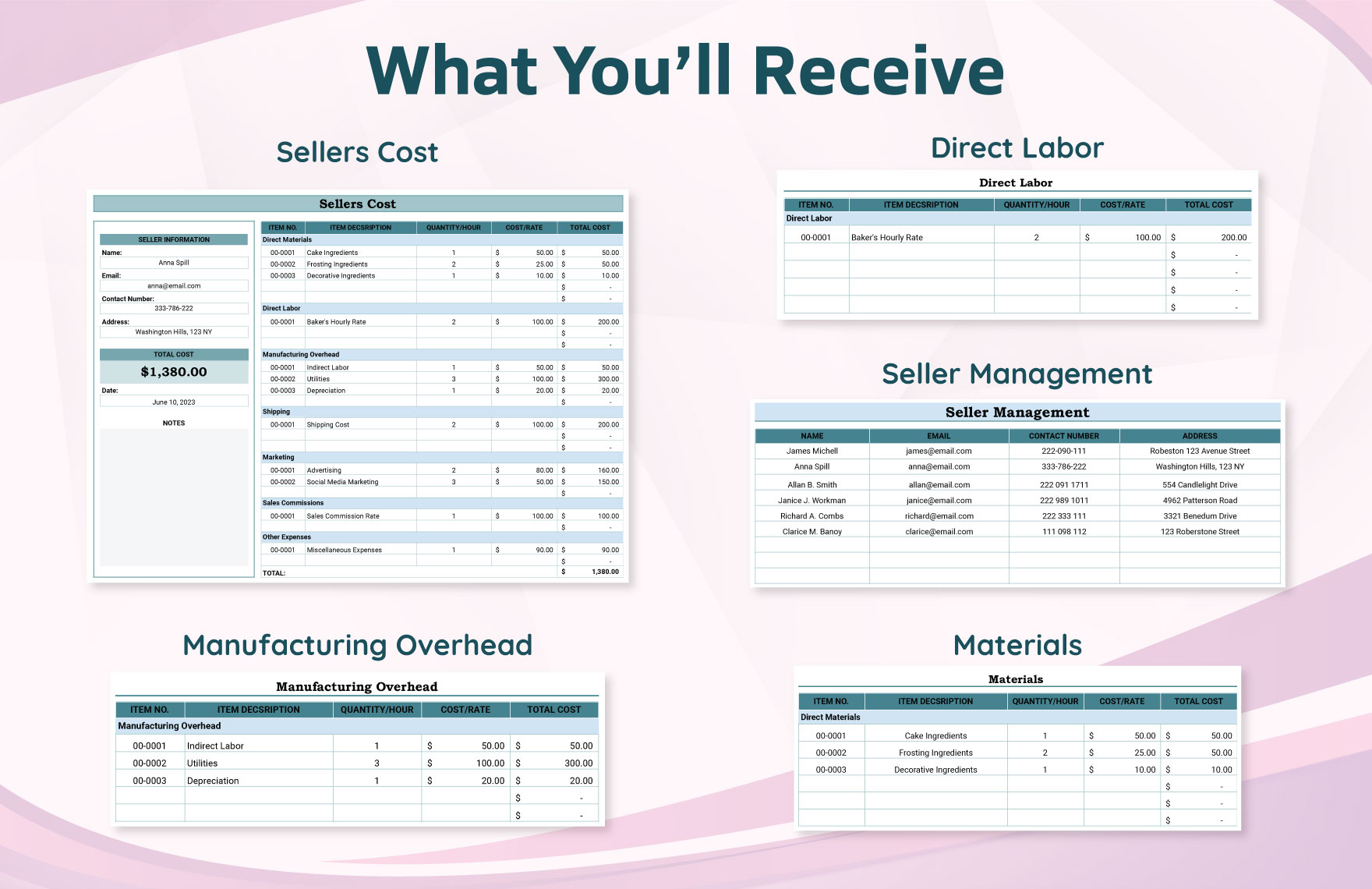Sellers Cost Template