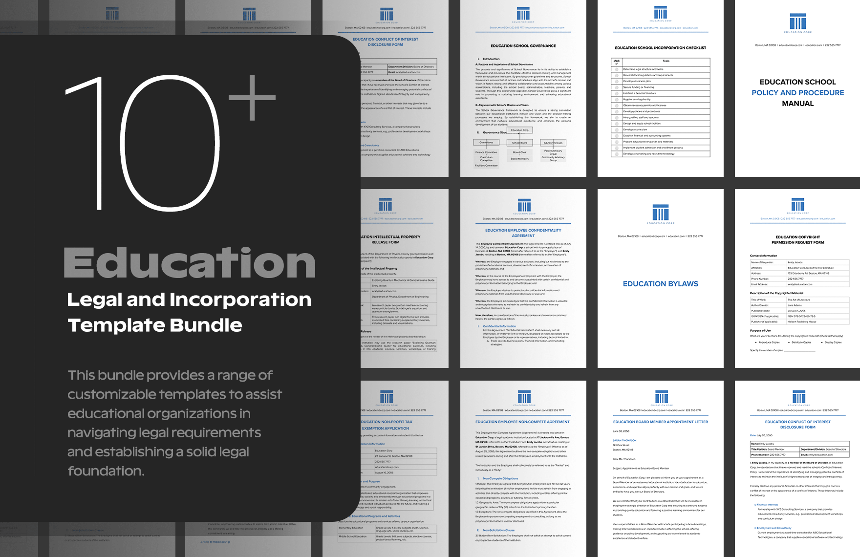 10+ Education Legal and Incorporation Template Bundle