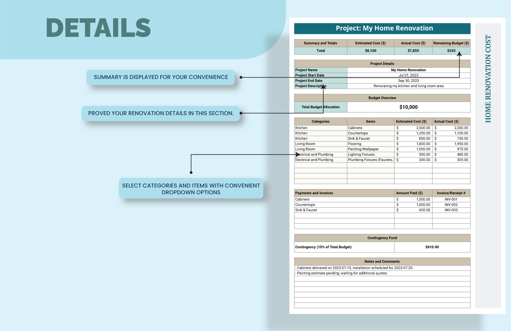 Home Renovation Cost Template Download in Excel, Google Sheets