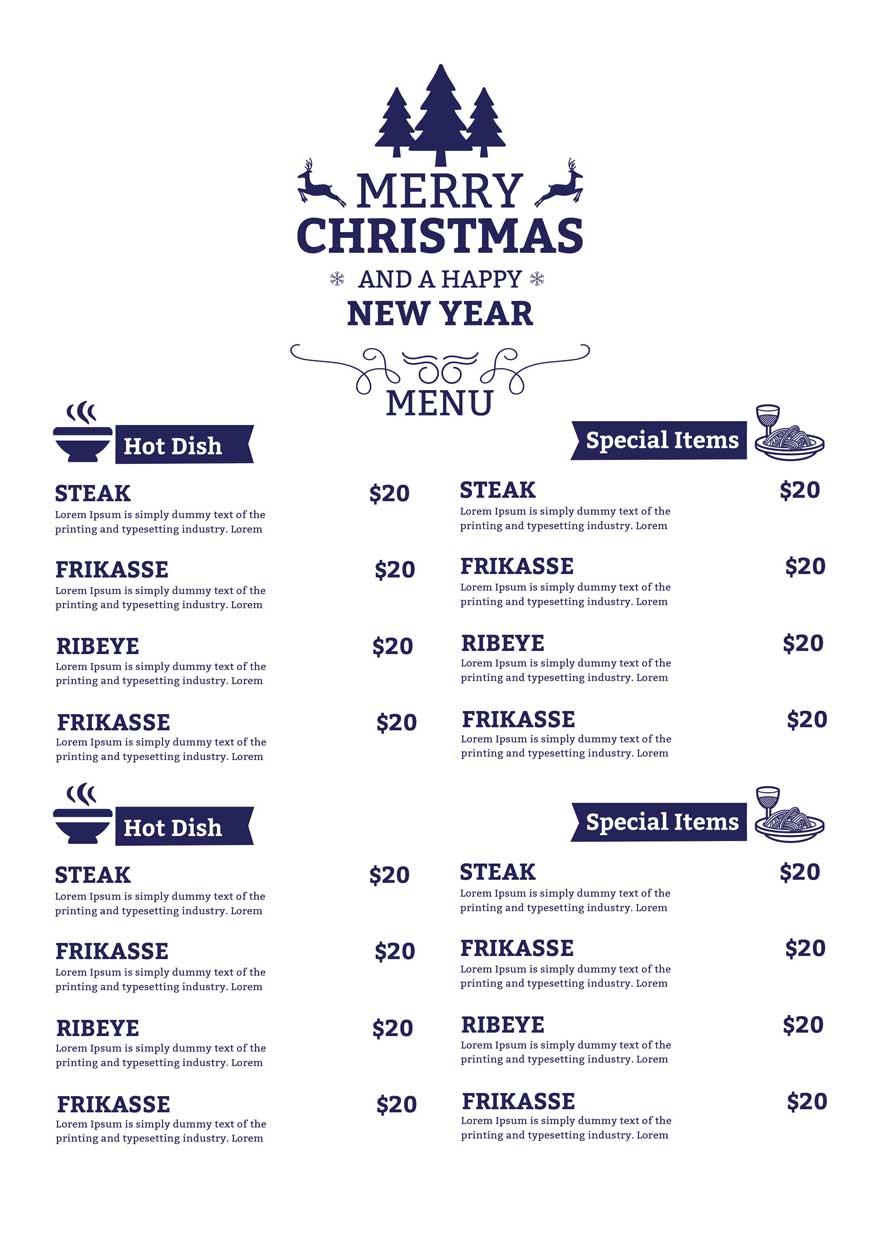 Christmas and New Year Menu Template