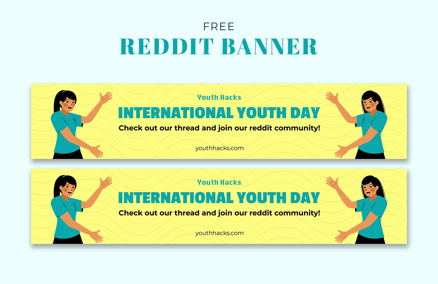 Free International Youth Day Reddit Banner in PDF, Illustrator, SVG, JPG
