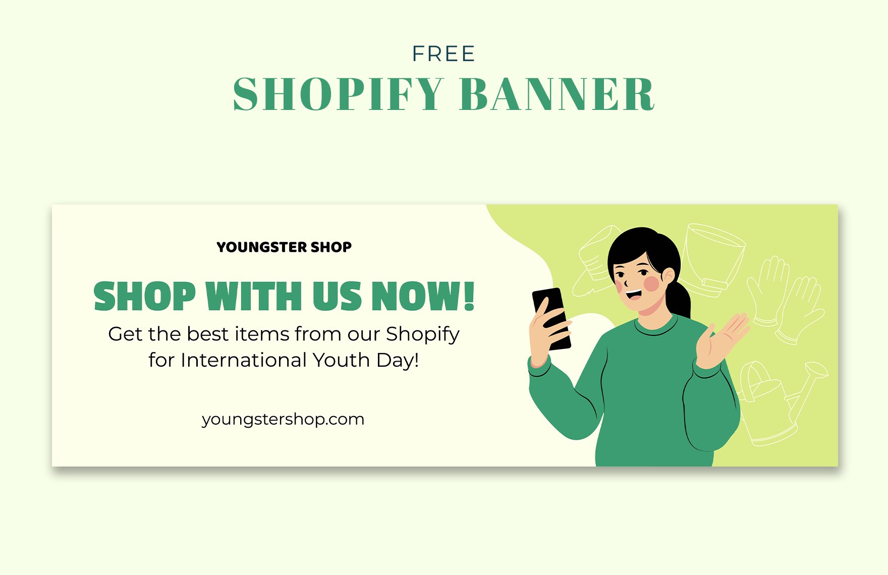 Free International Youth Day Shopify Banner in PDF, Illustrator, SVG, JPG