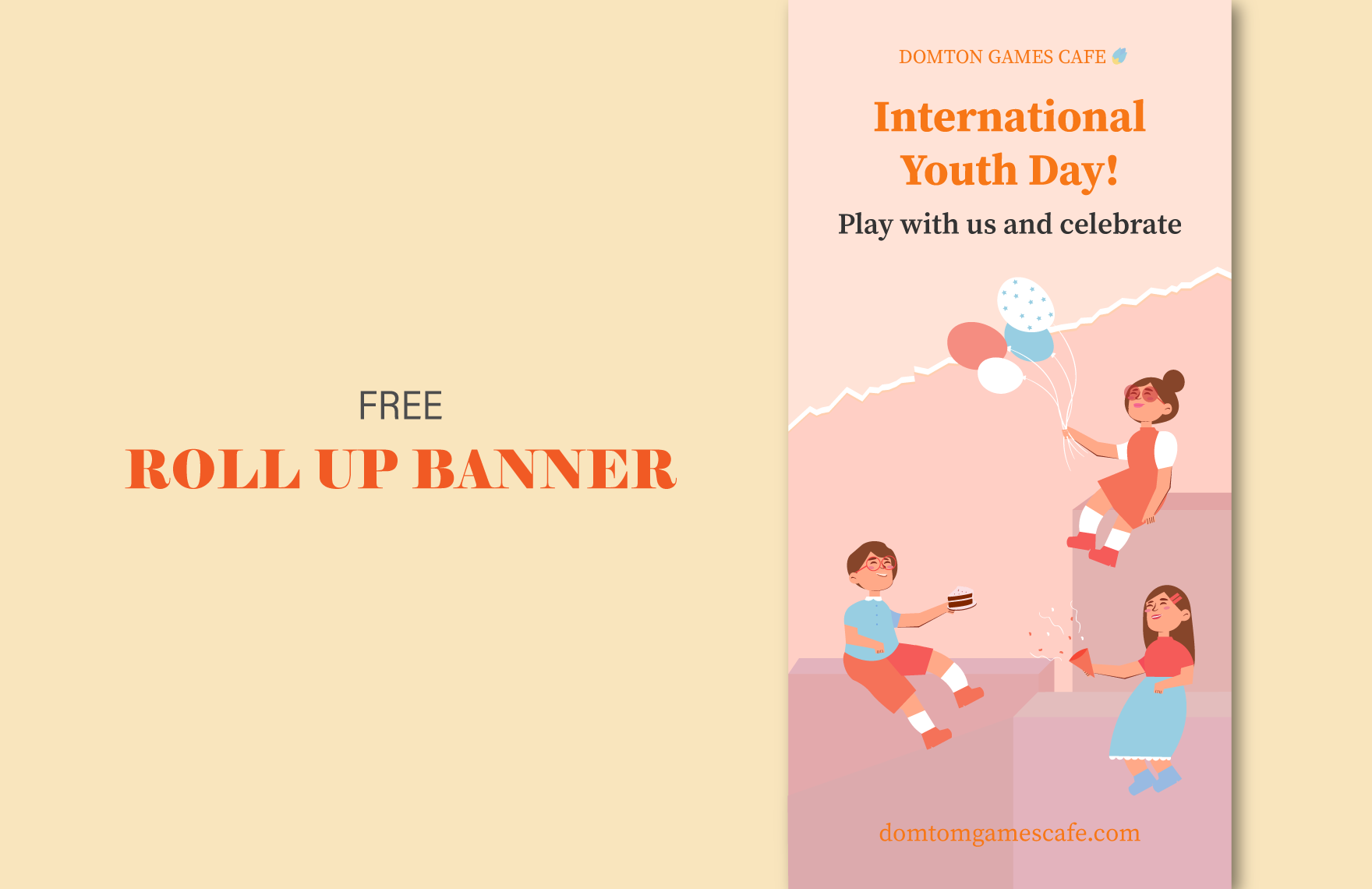 Free International Youth Day  Roll Up Banner in PDF, Illustrator, SVG, JPG