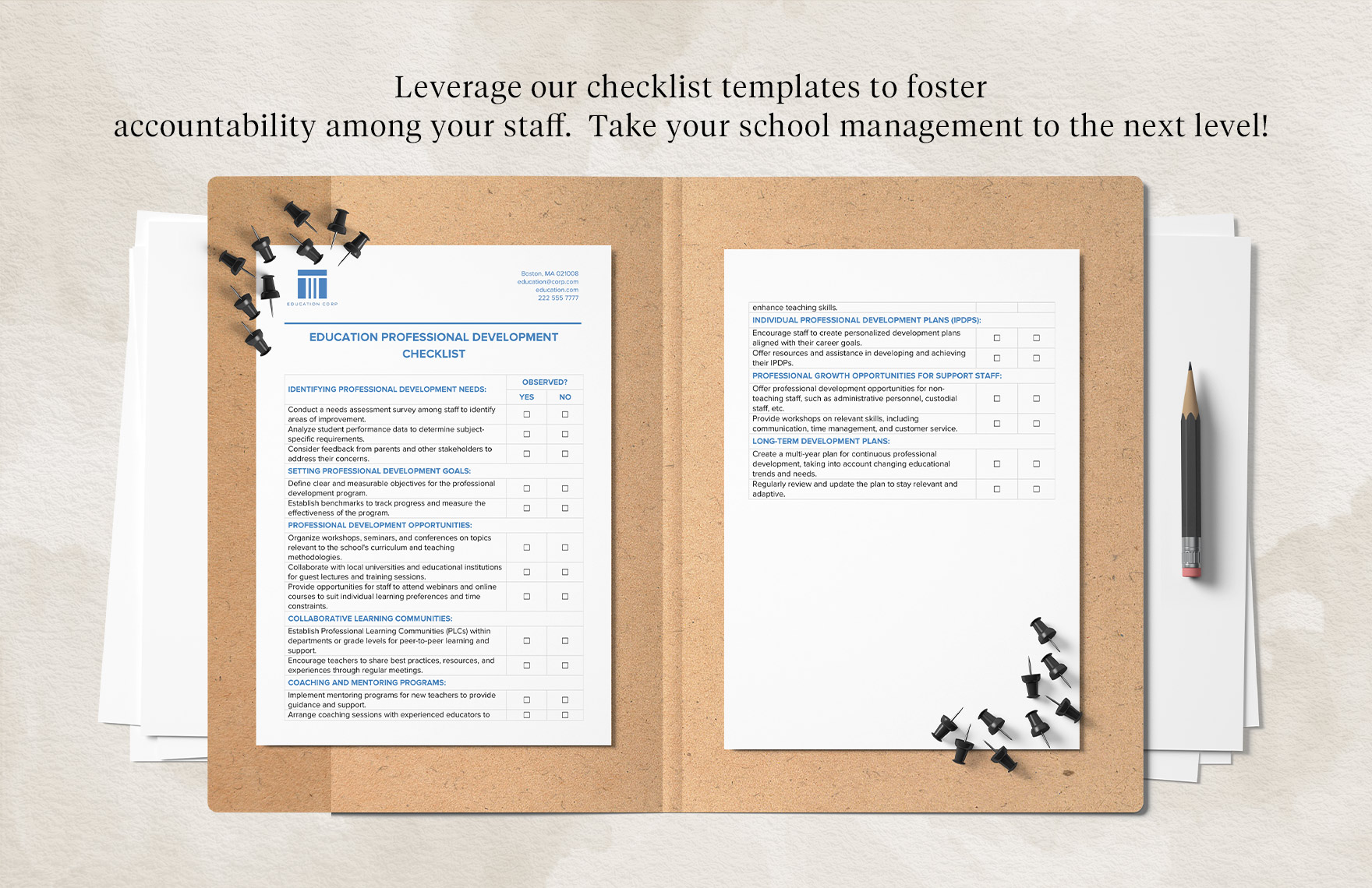 `Education Professional Development Checklist Template