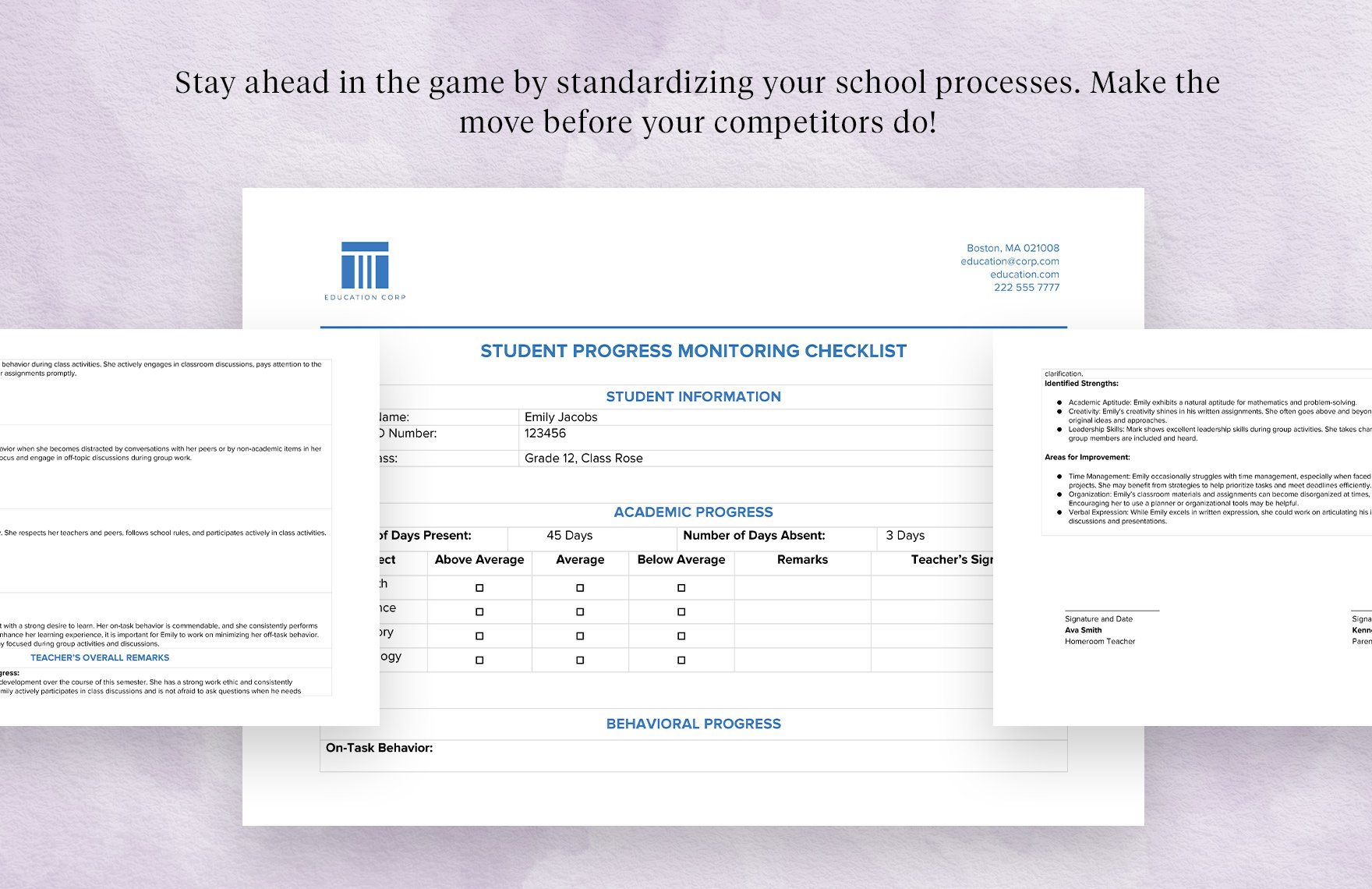 Student Progress Monitoring Checklist Template