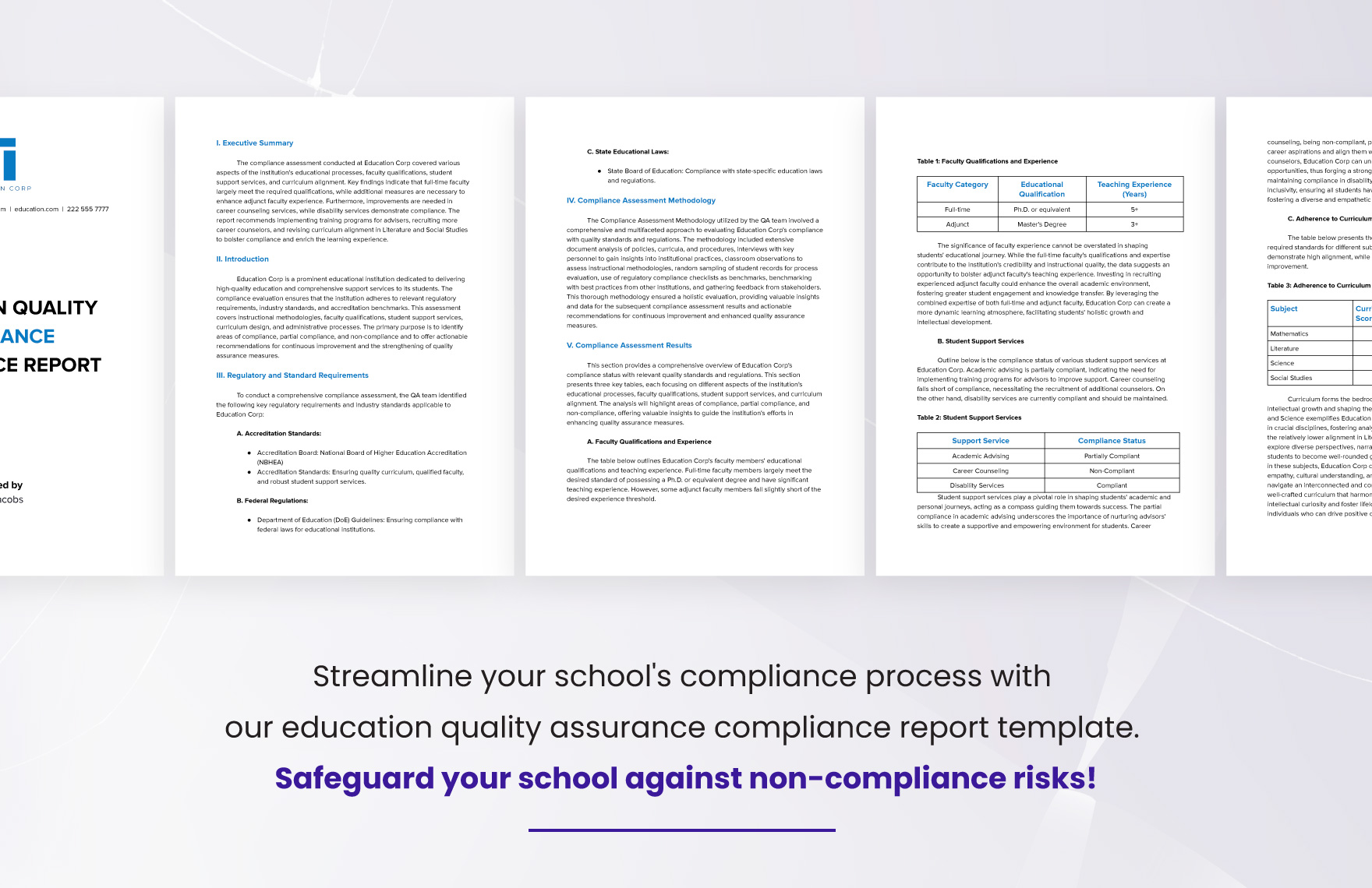 Education Quality Assurance Compliance Report Template