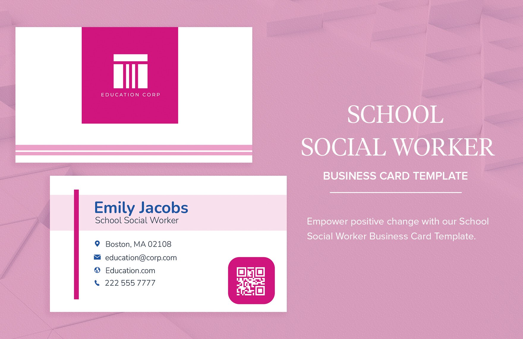 School Social Worker Business Card Template