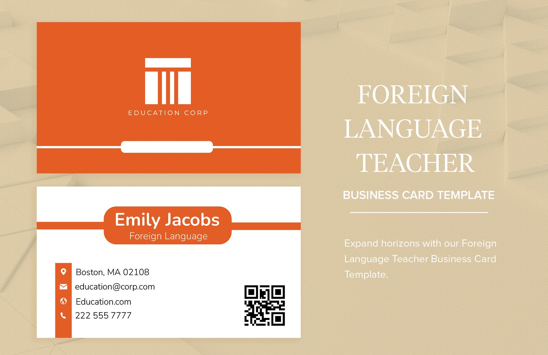 Foreign Language Teacher Business Card Template