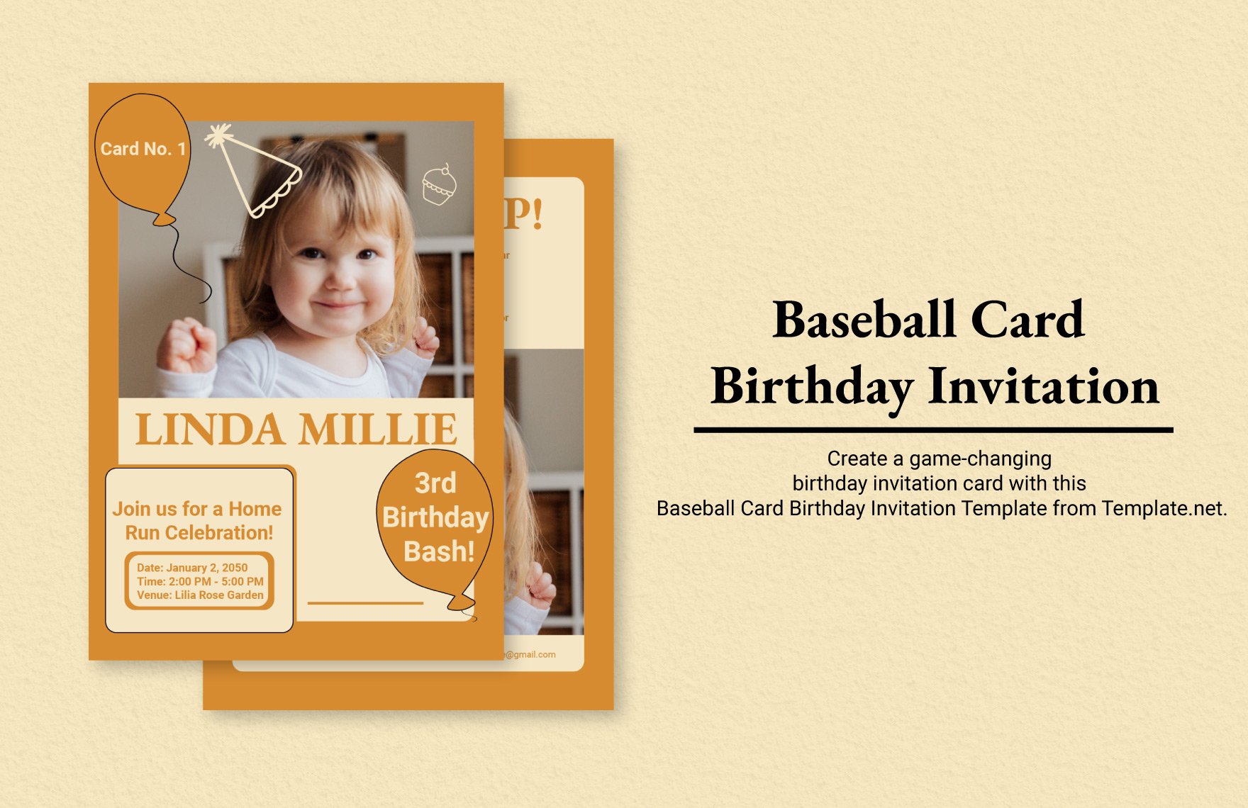 Baseball Card Birthday Invitation