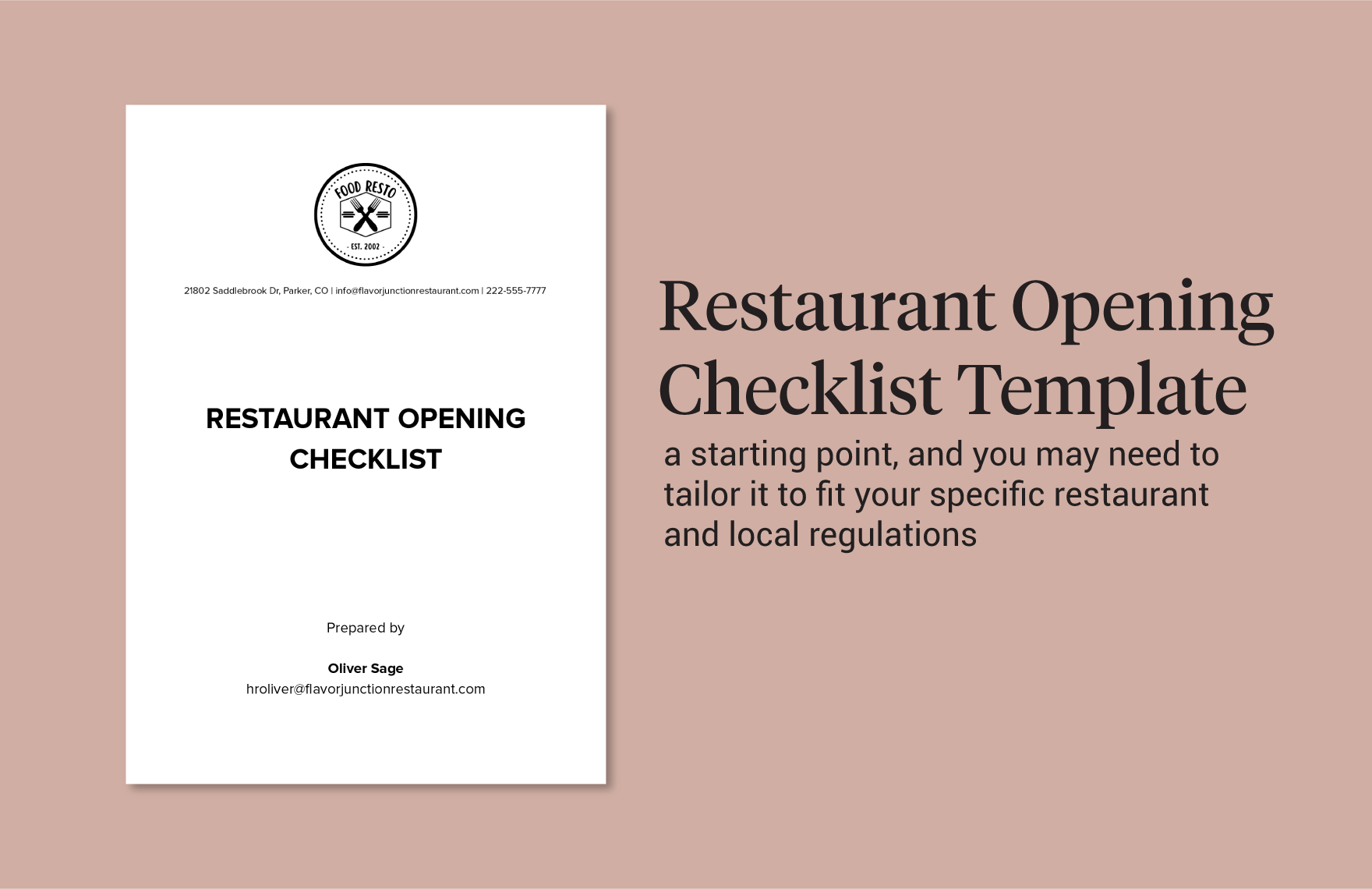 Restaurant Opening Checklist