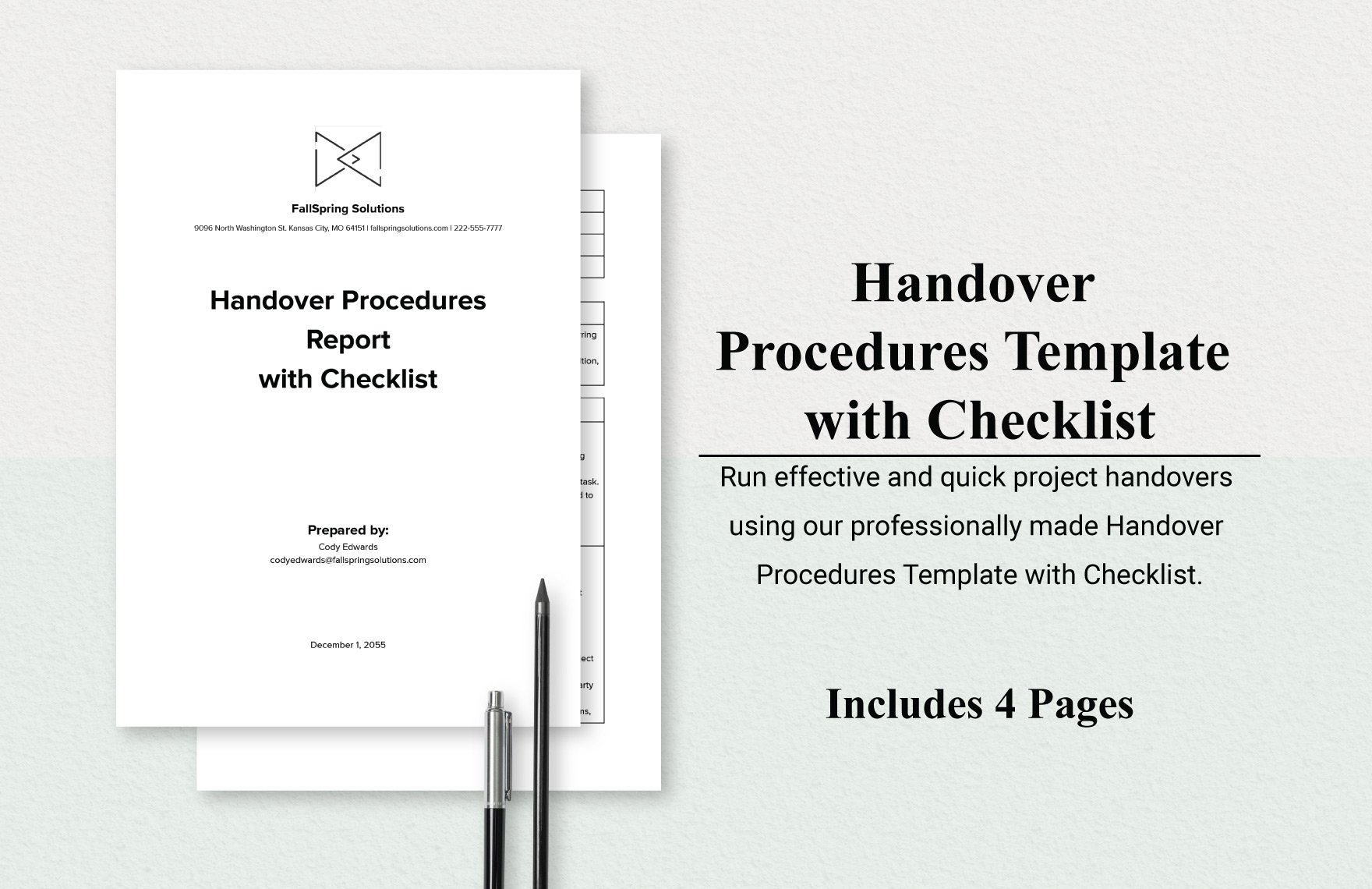 Handover Procedures Template with Checklist