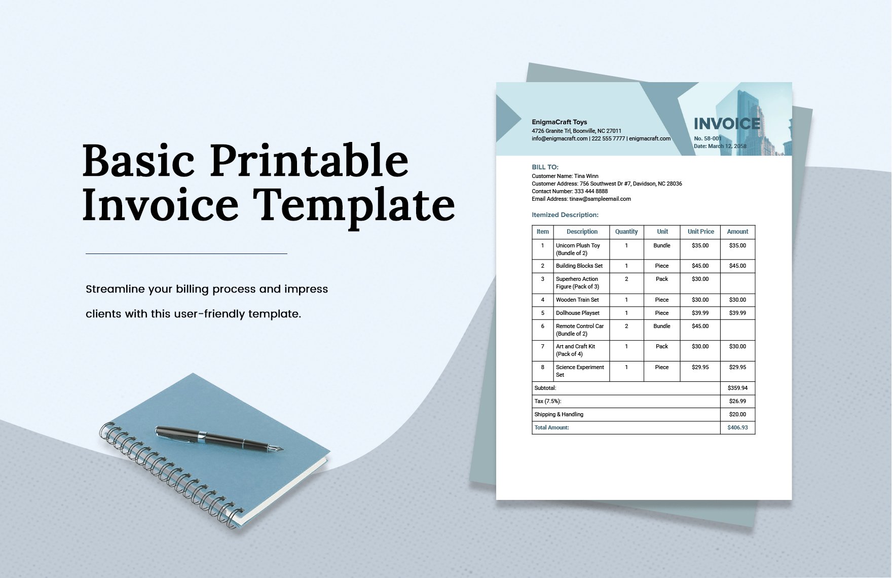 Basic Printable Invoice Template