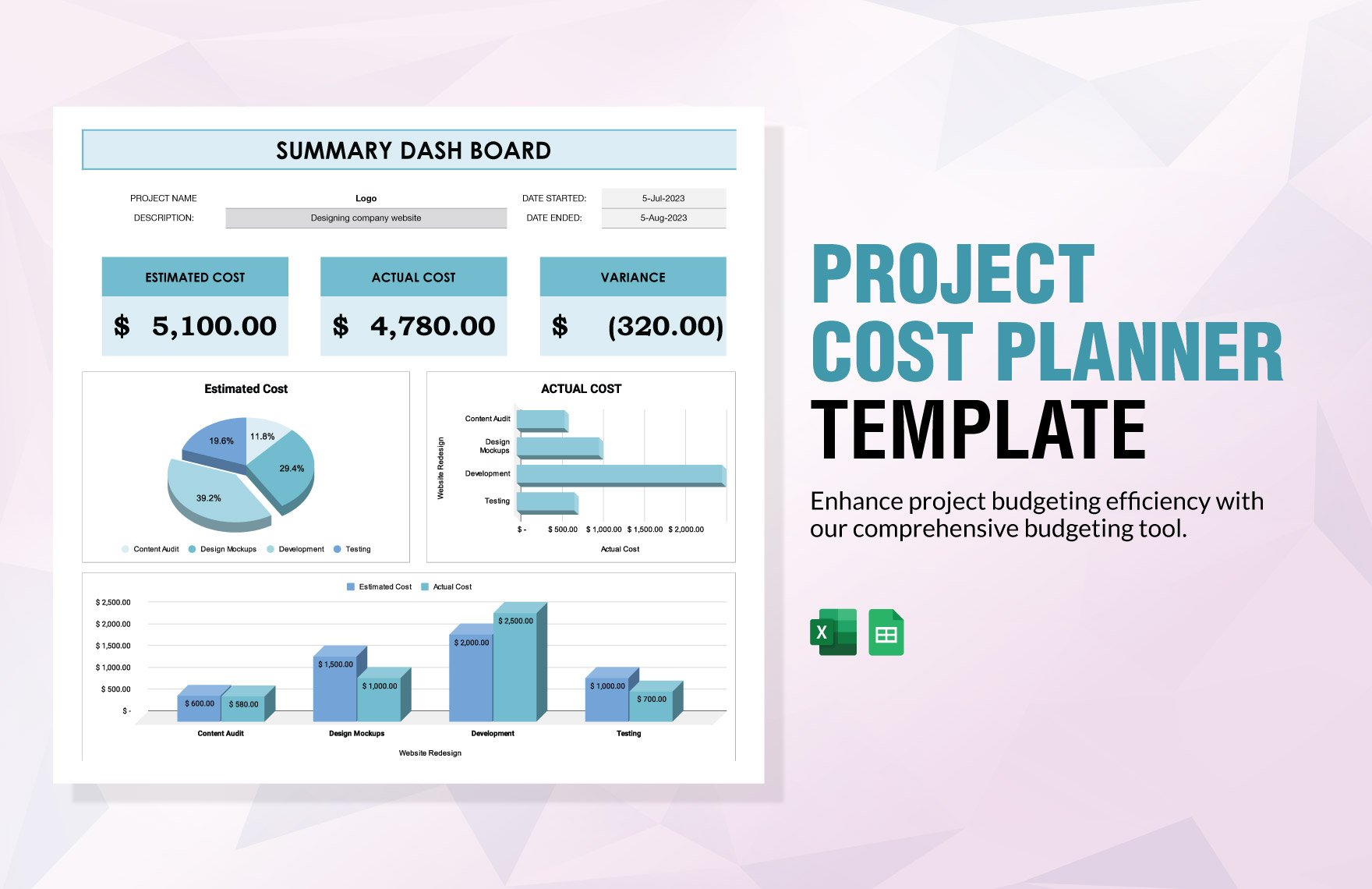 Project Cost Planner Template in Excel, Google Sheets