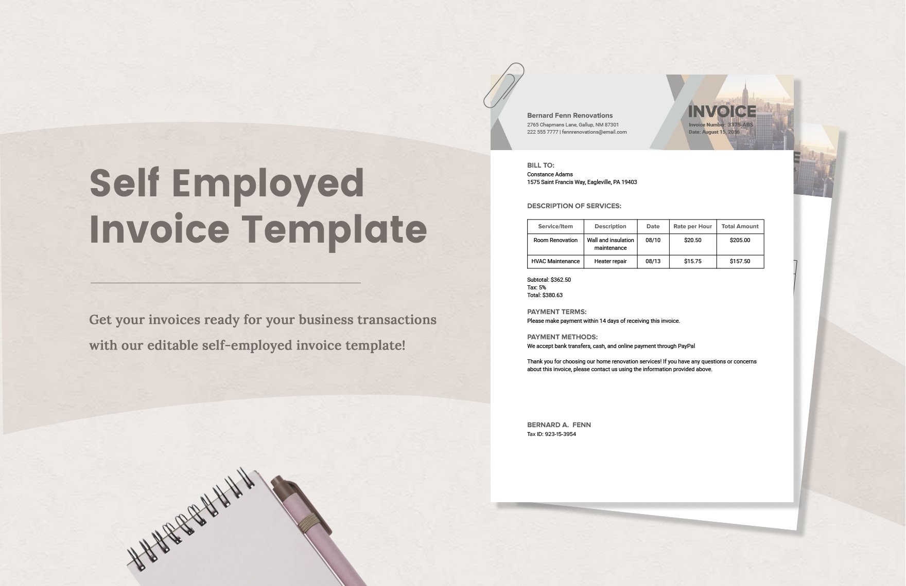 self-employed-invoice-template